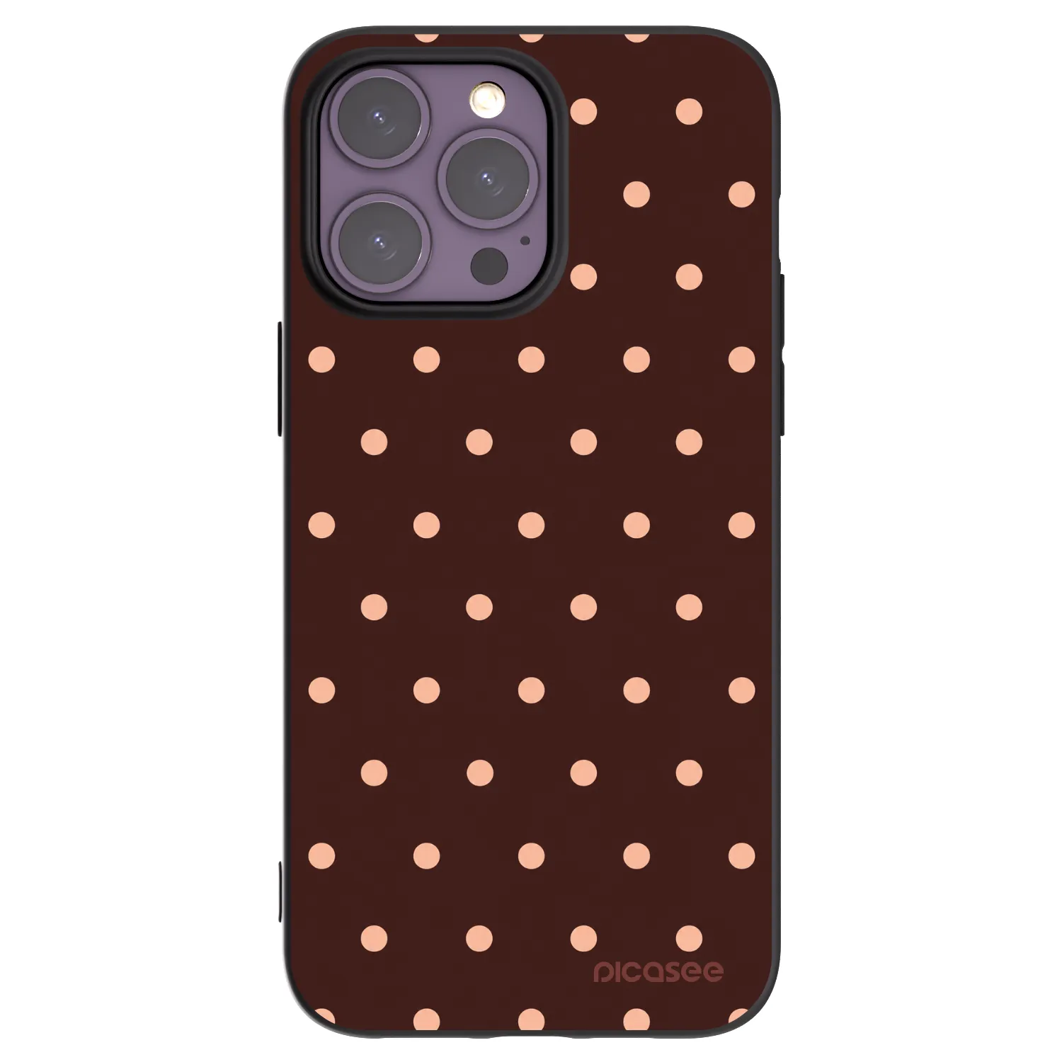 Picasee crna silikonska maskica za Apple iPhone 14 Pro Max - Peach Dots & Chocolate