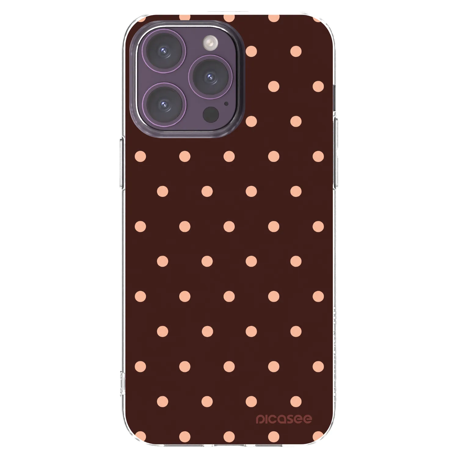 Picasee silikonska prozirna maskica za Apple iPhone 14 Pro Max - Peach Dots & Chocolate
