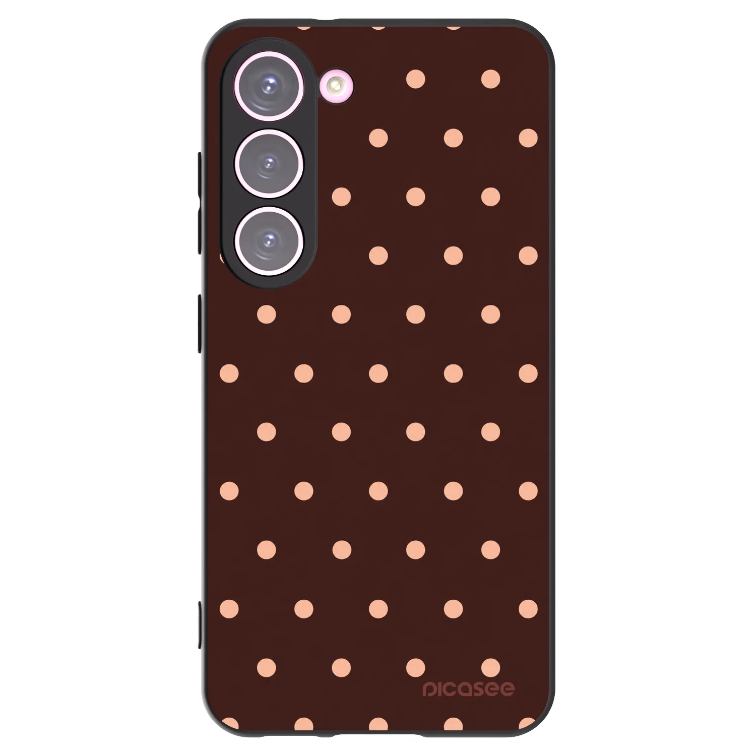 Picasee crna silikonska maskica za Samsung Galaxy S23 5G - Peach Dots & Chocolate