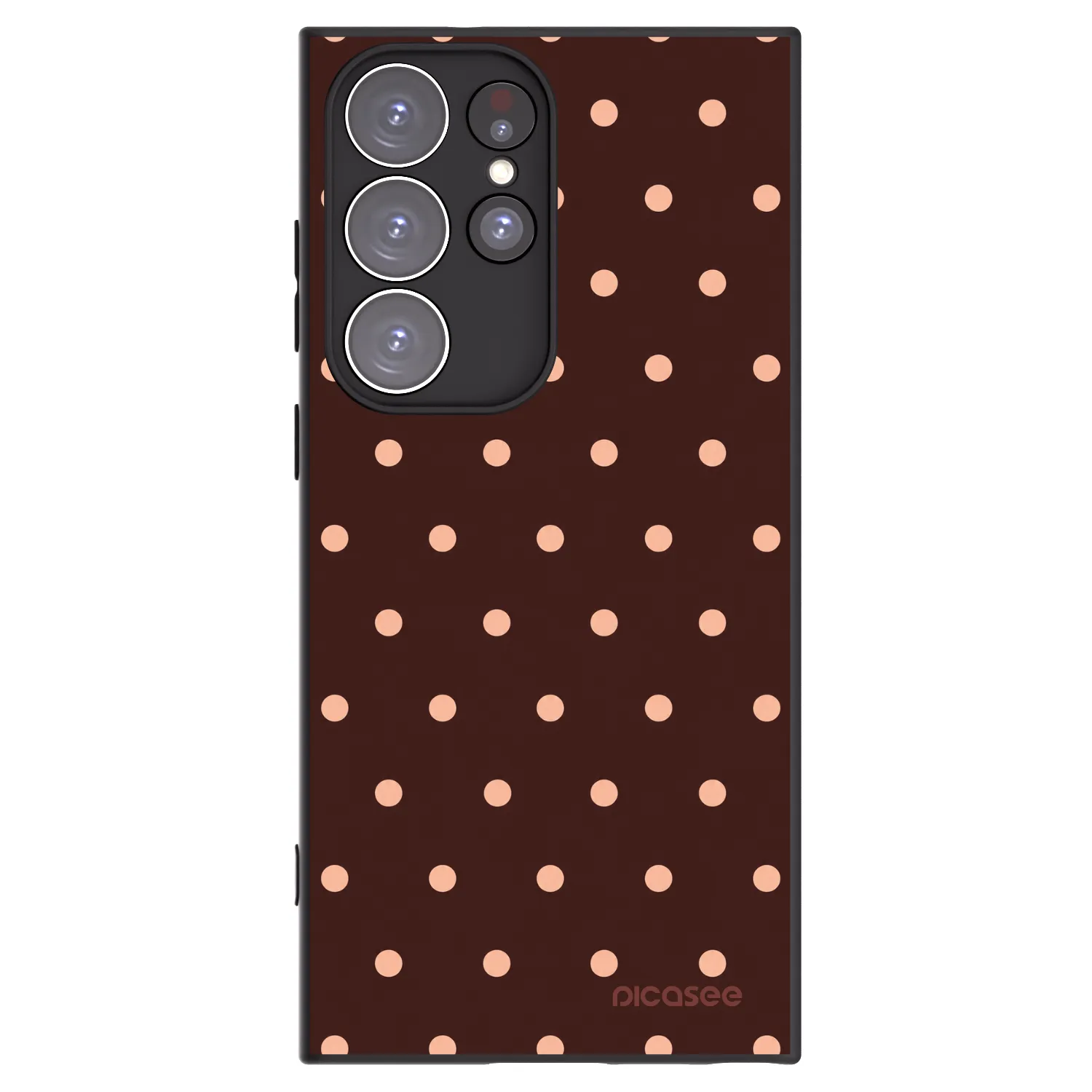 Picasee crna silikonska maskica za Samsung Galaxy S23 Ultra 5G - Peach Dots & Chocolate