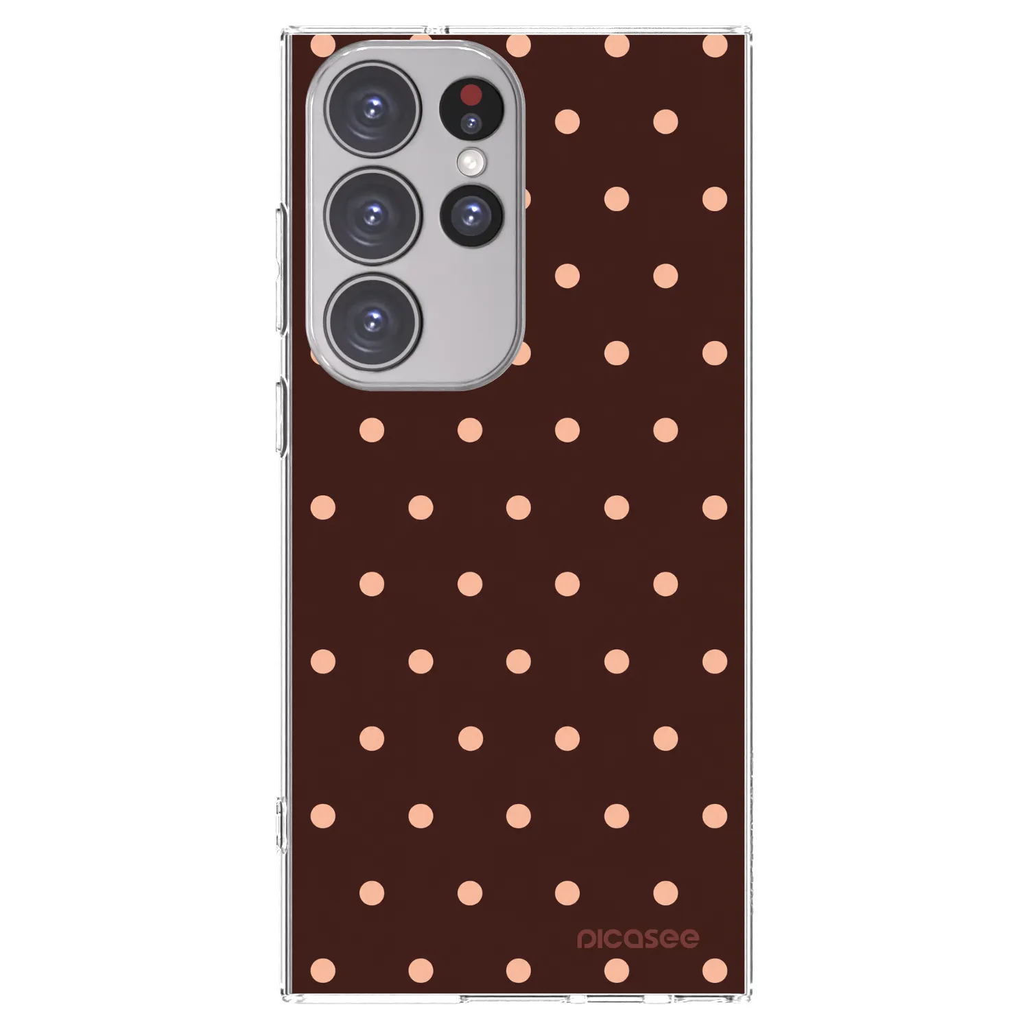 Picasee silikonska prozirna maskica za Samsung Galaxy S23 Ultra 5G - Peach Dots & Chocolate