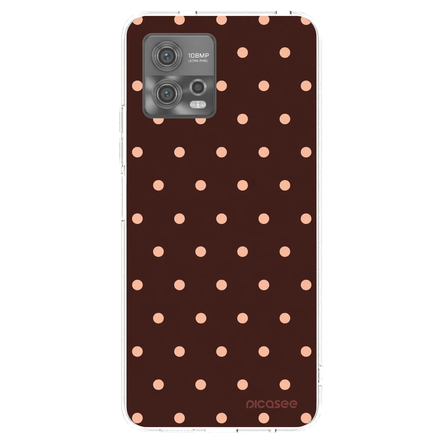 Picasee silikonska prozirna maskica za Motorola Moto G72 - Peach Dots & Chocolate