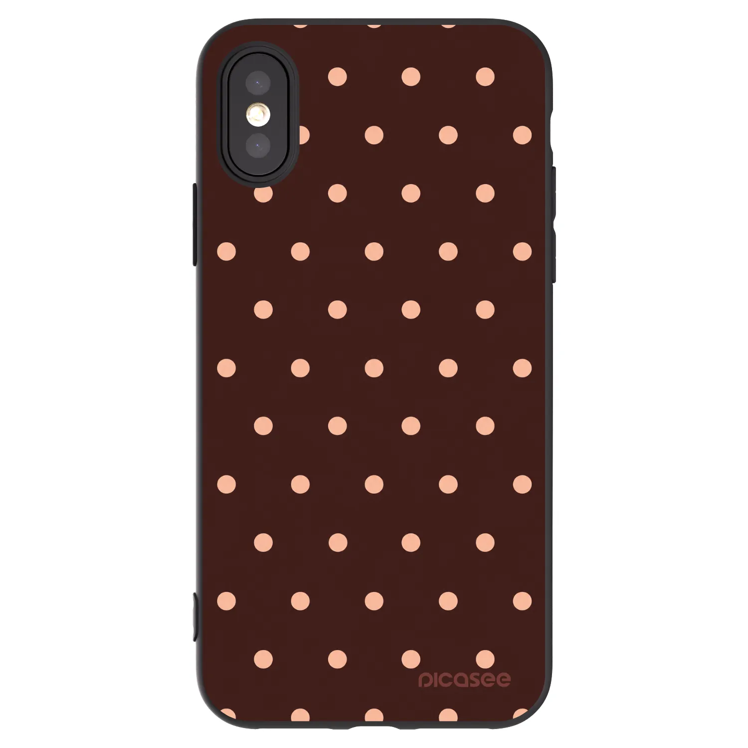 Picasee crna silikonska maskica za Apple iPhone X/XS - Peach Dots & Chocolate