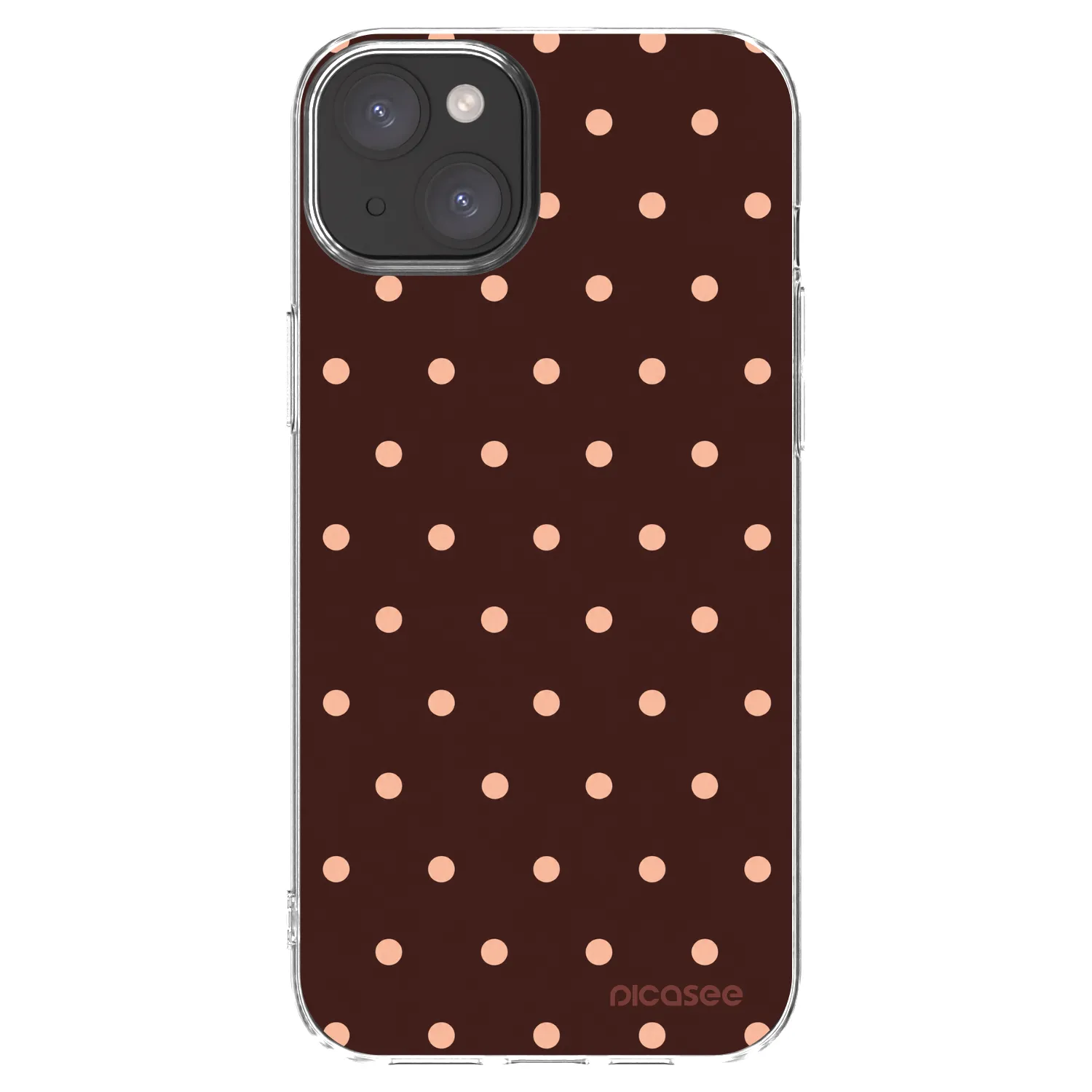 Picasee silikonska prozirna maskica za Apple iPhone 15 Plus - Peach Dots & Chocolate