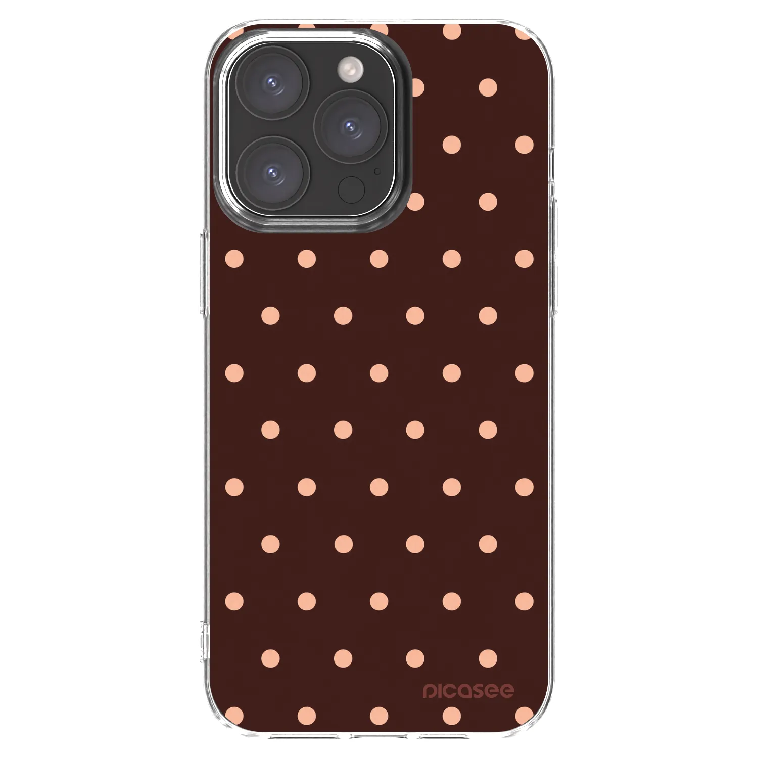 Picasee silikonska prozirna maskica za Apple iPhone 15 Pro Max - Peach Dots & Chocolate