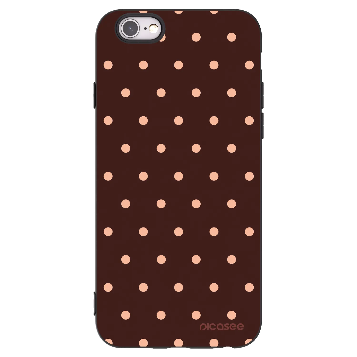 Picasee crna silikonska maskica za Apple iPhone 6/6S - Peach Dots & Chocolate