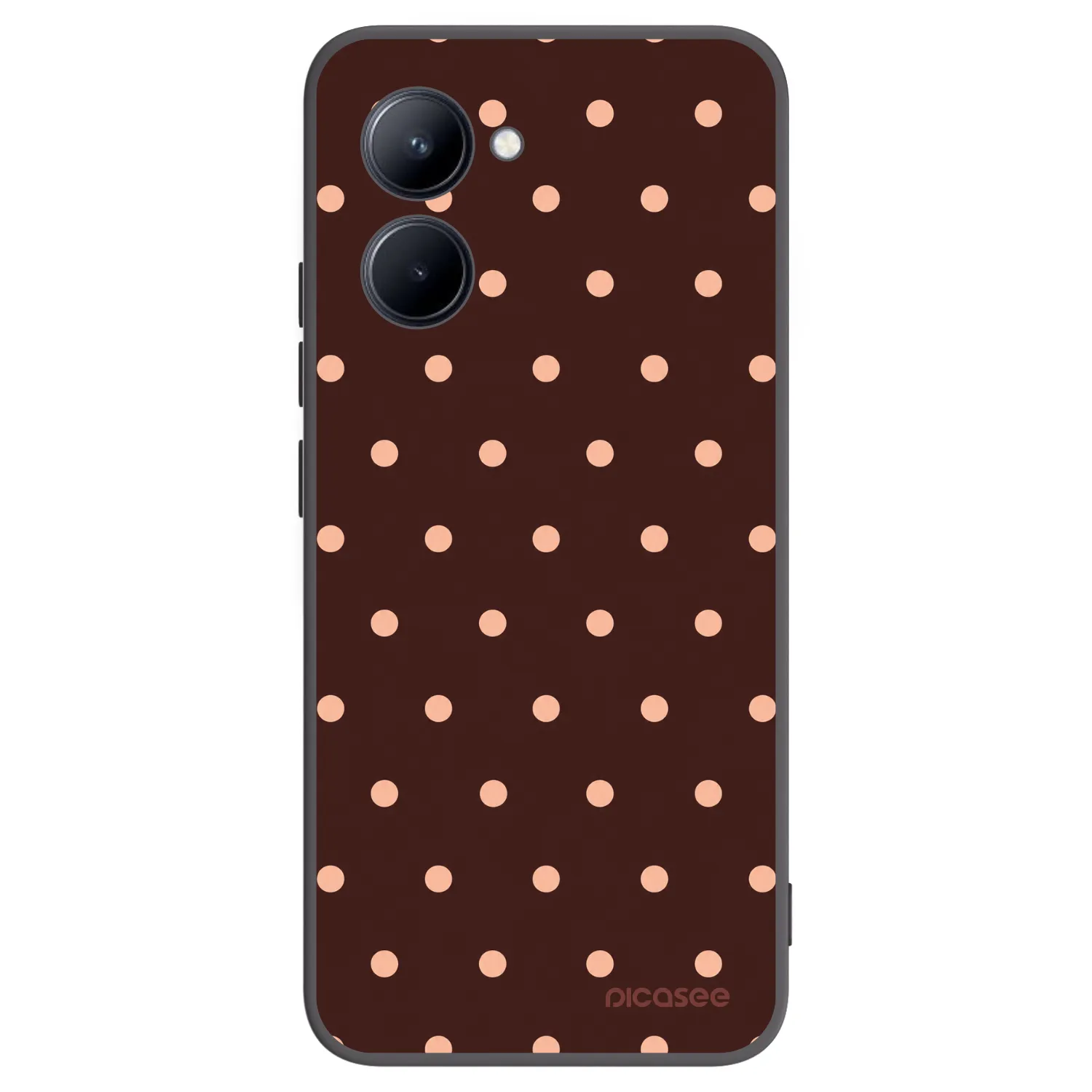 Picasee crna silikonska maskica za Realme C33 (2023) - Peach Dots & Chocolate