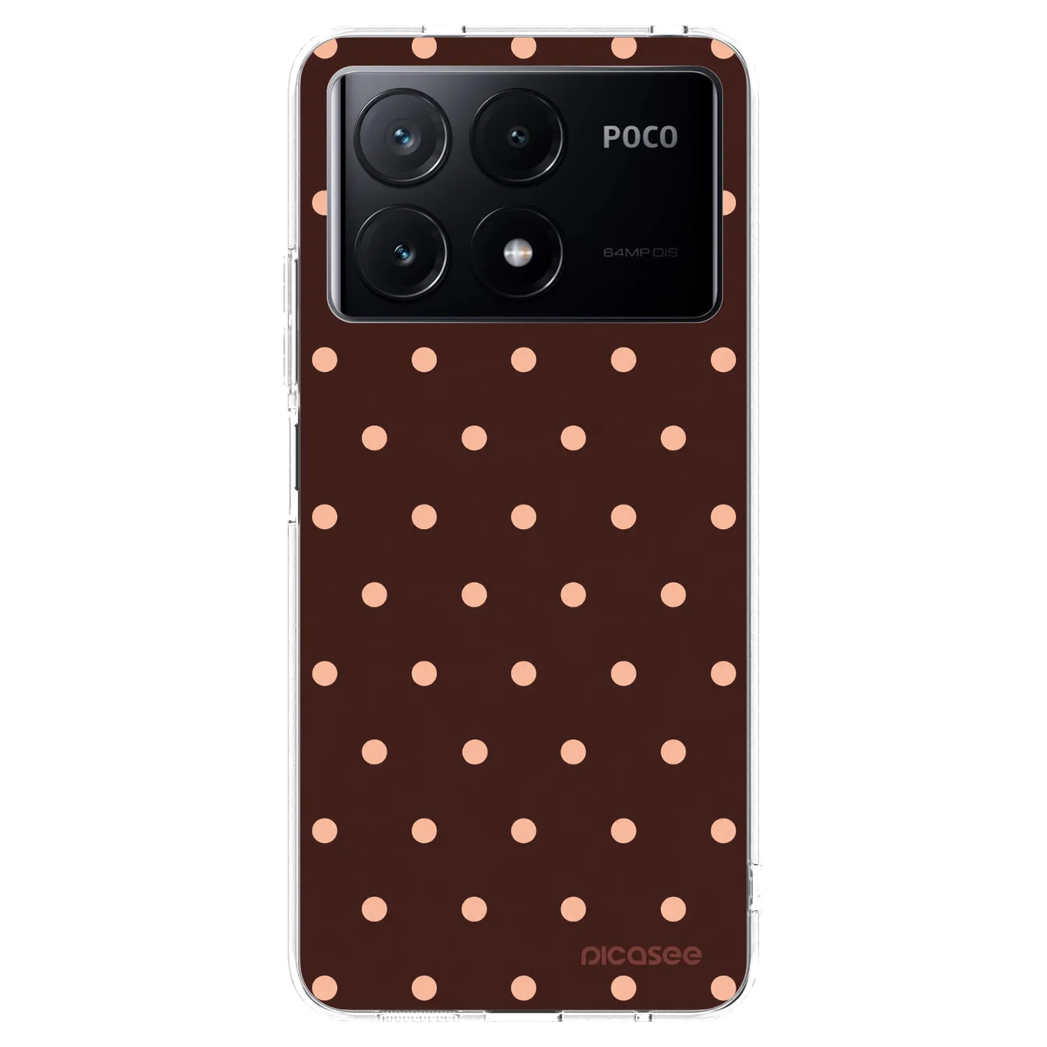 Picasee silikonska prozirna maskica za Xiaomi Poco X6 Pro - Peach Dots & Chocolate