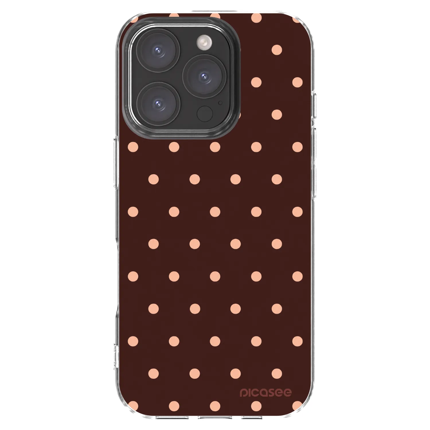Picasee silikonska prozirna maskica za Apple iPhone 16 Pro - Peach Dots & Chocolate