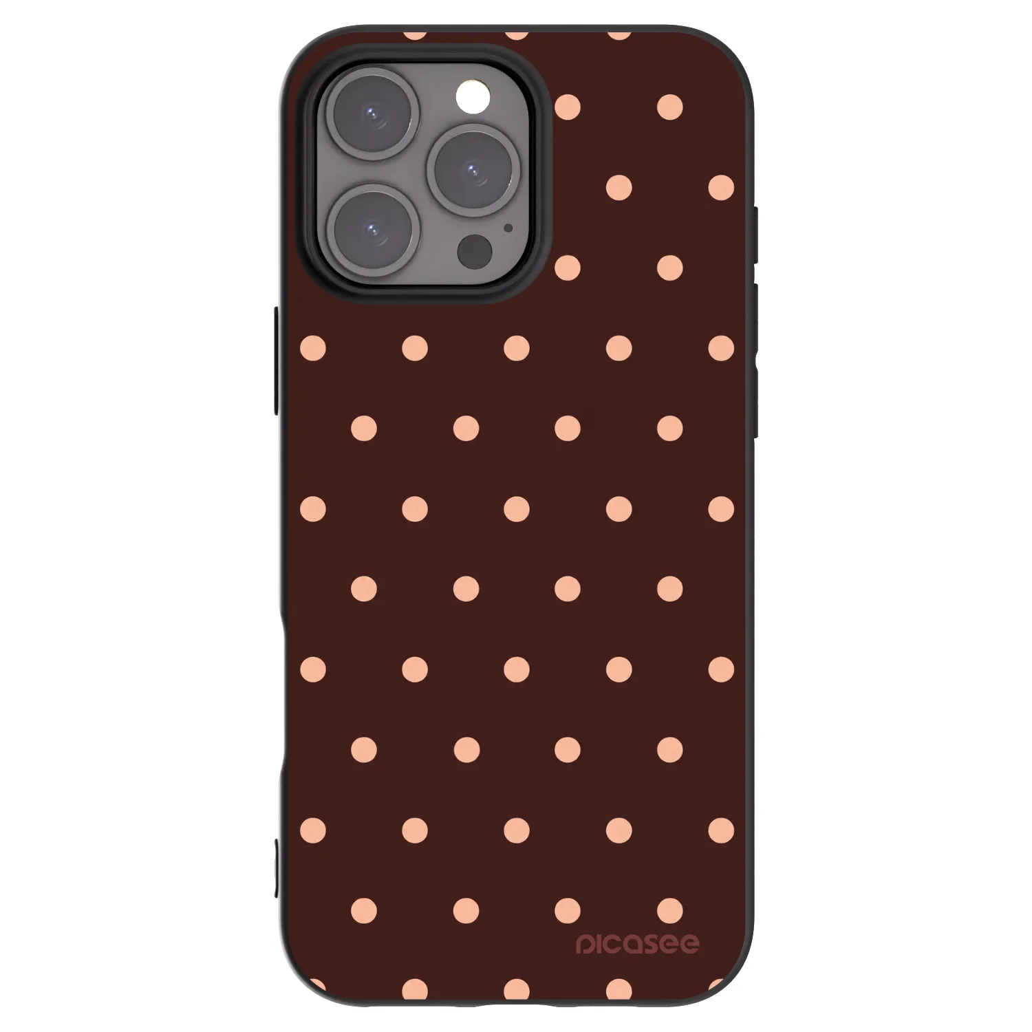 Picasee crna silikonska maskica za Apple iPhone 16 Pro Max - Peach Dots & Chocolate