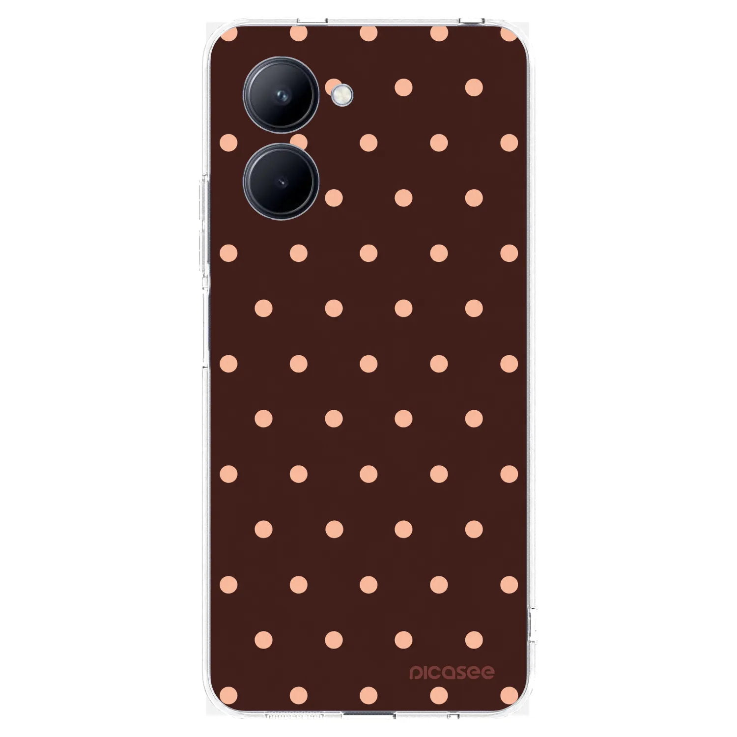 Picasee silikonska prozirna maskica za Realme C33 (2023) - Peach Dots & Chocolate