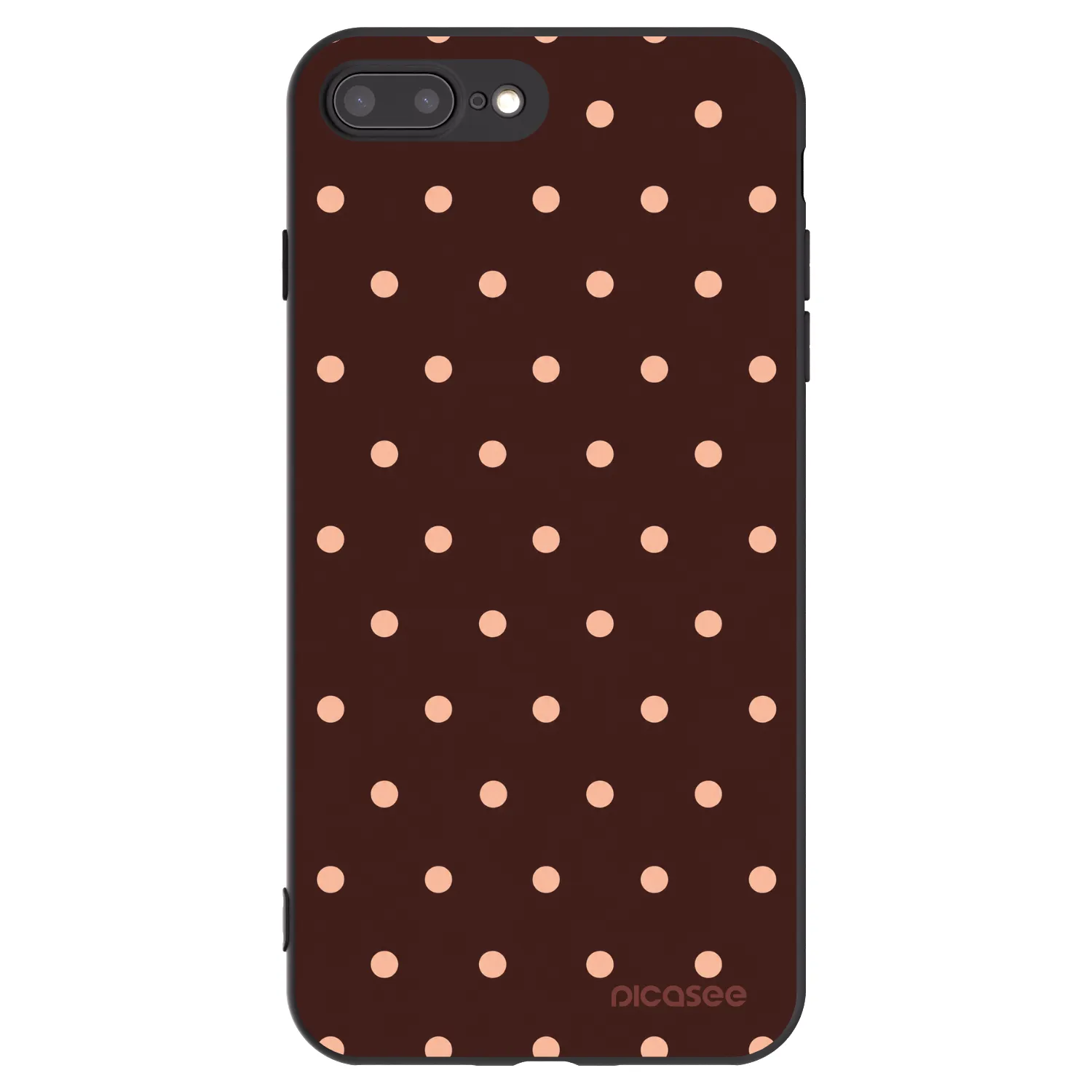 Picasee crna silikonska maskica za Apple iPhone 7 Plus - Peach Dots & Chocolate