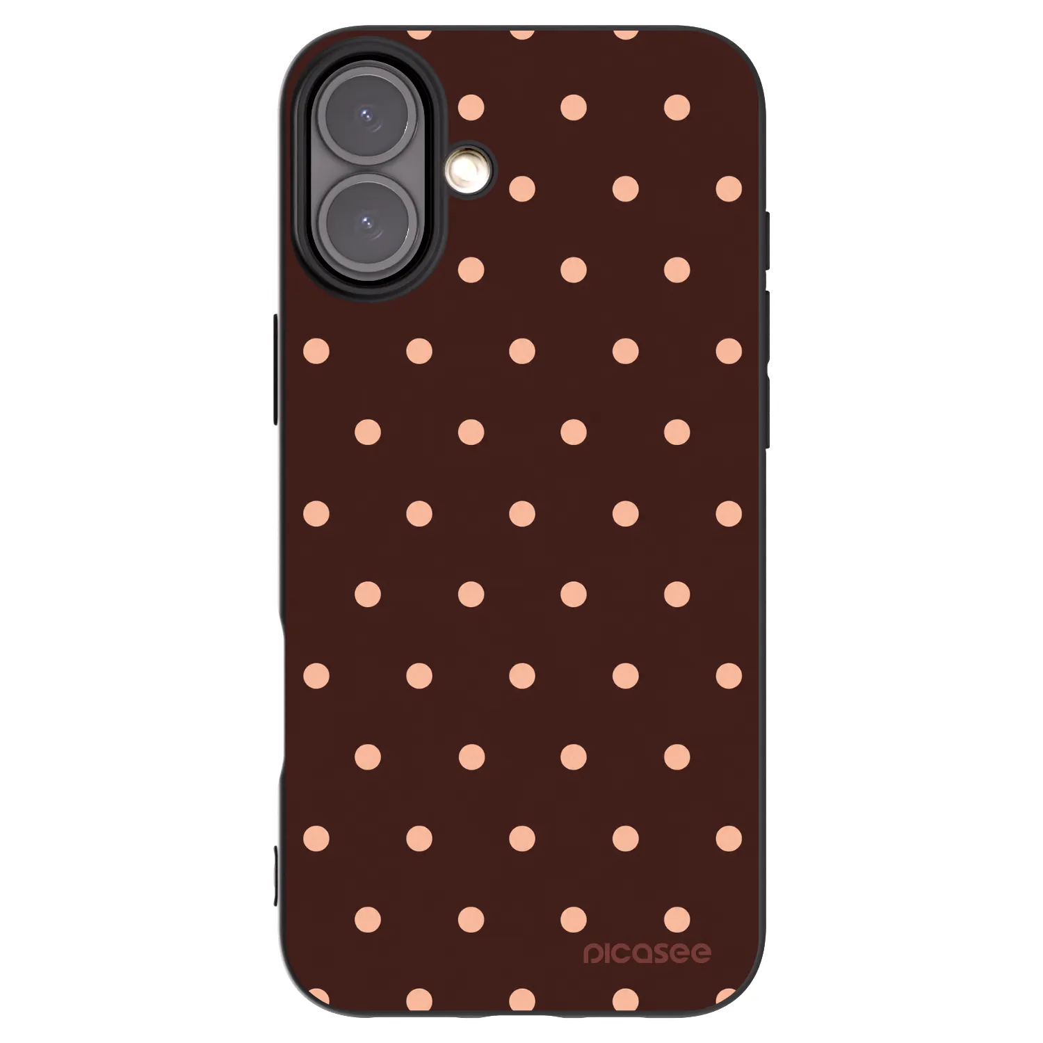 Picasee crna silikonska maskica za Apple iPhone 16 Plus - Peach Dots & Chocolate