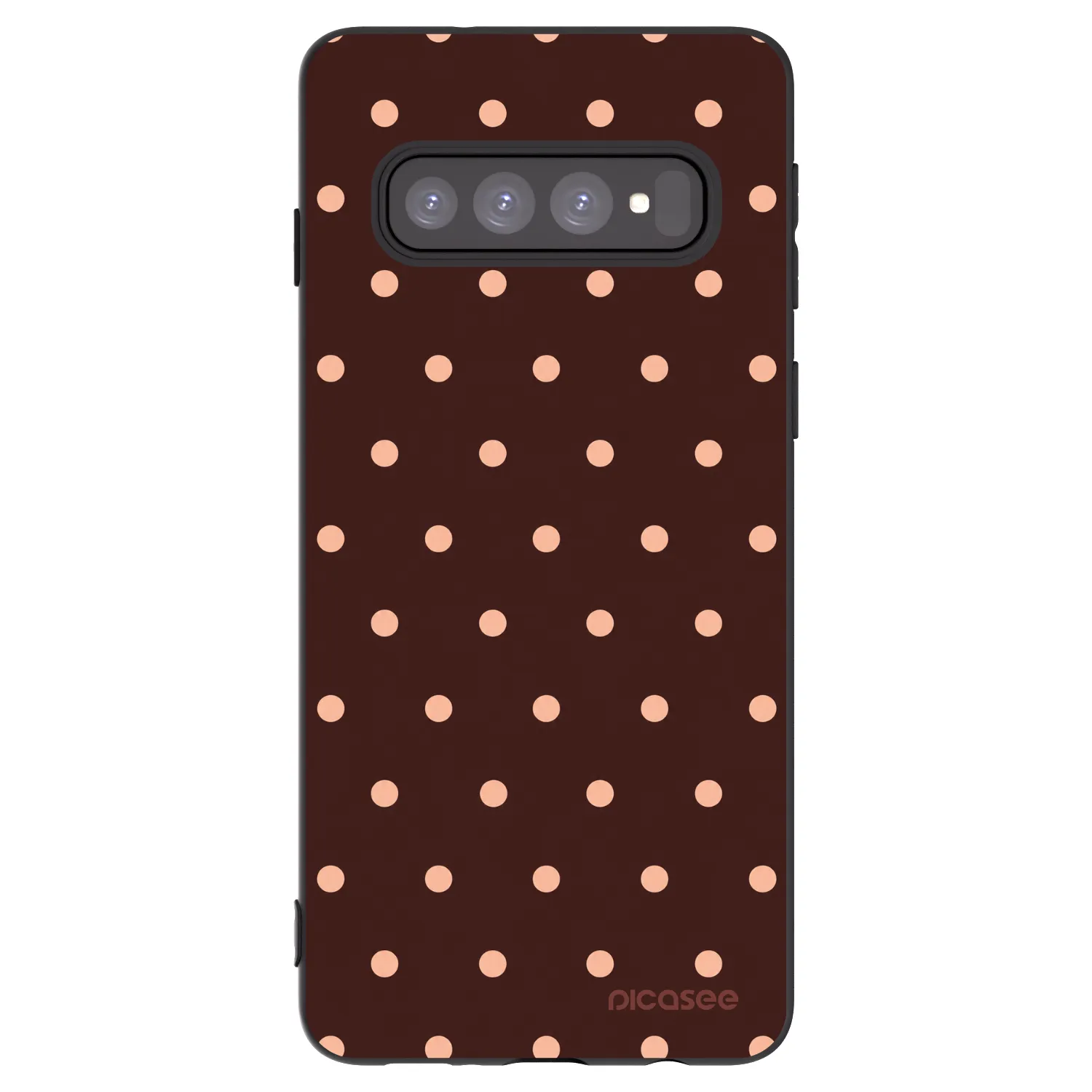 Picasee crna silikonska maskica za Samsung Galaxy S10 G973 - Peach Dots & Chocolate