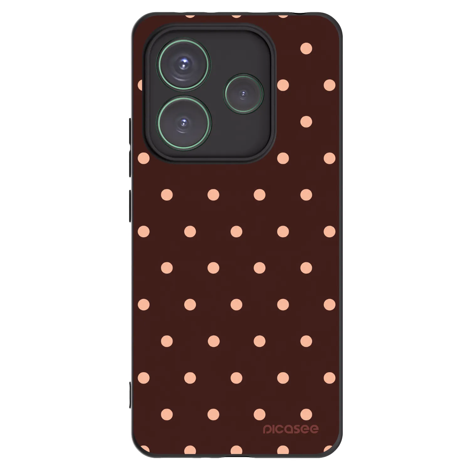Picasee crna silikonska maskica za Xiaomi Redmi Note 14 5G - Peach Dots & Chocolate