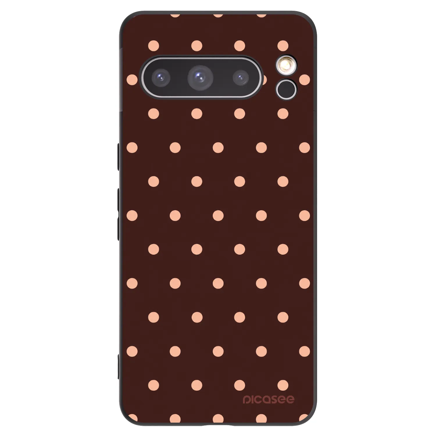 Picasee crna silikonska maskica za Google Pixel 8 Pro - Peach Dots & Chocolate