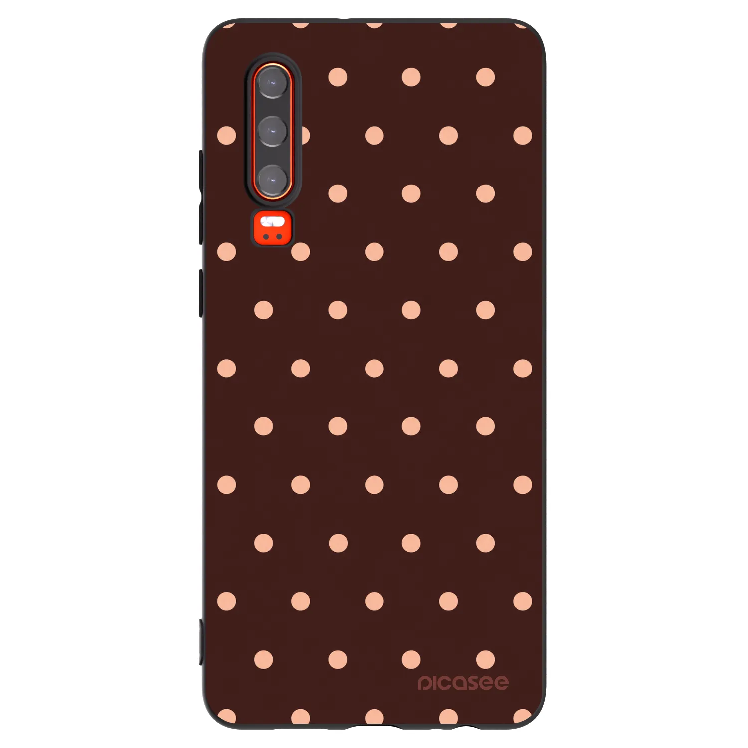 Picasee crna silikonska maskica za Huawei P30 - Peach Dots & Chocolate
