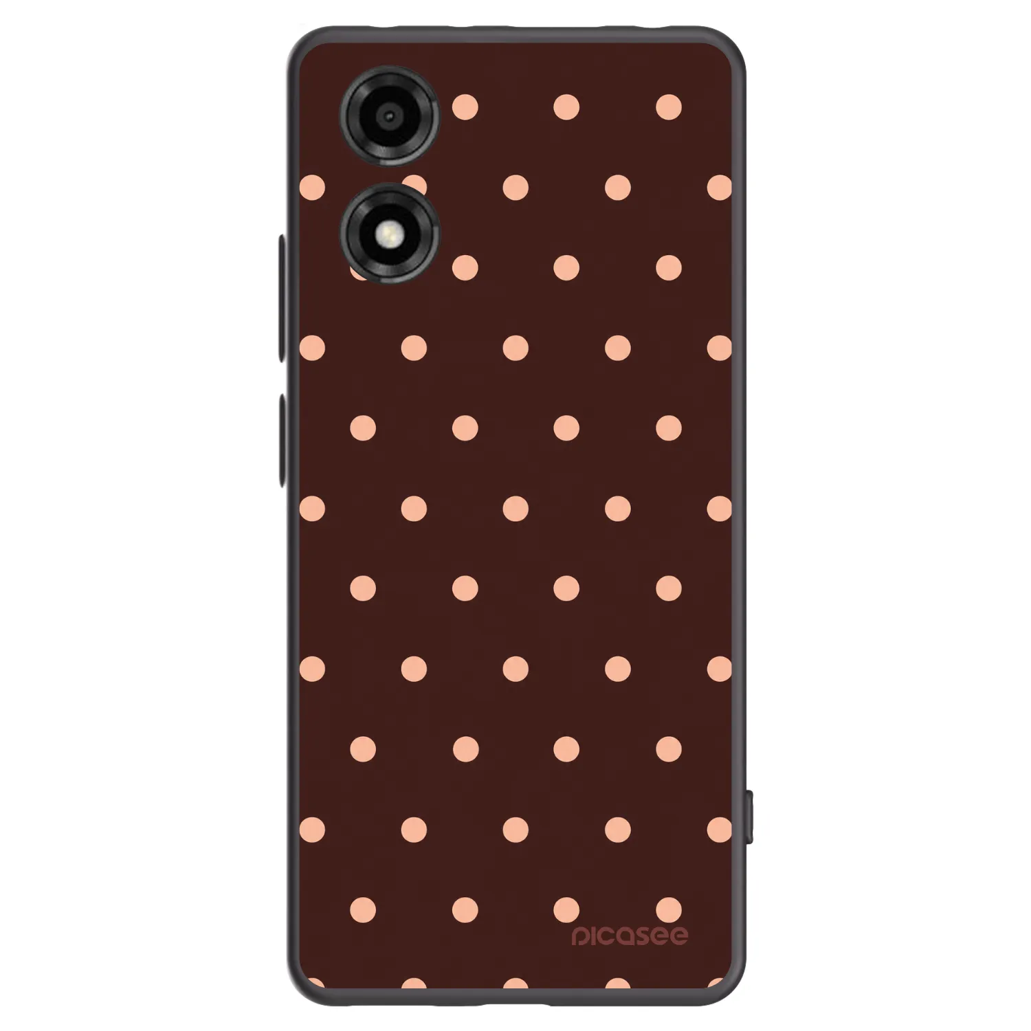 Picasee crna silikonska maskica za Motorola Moto E14 - Peach Dots & Chocolate