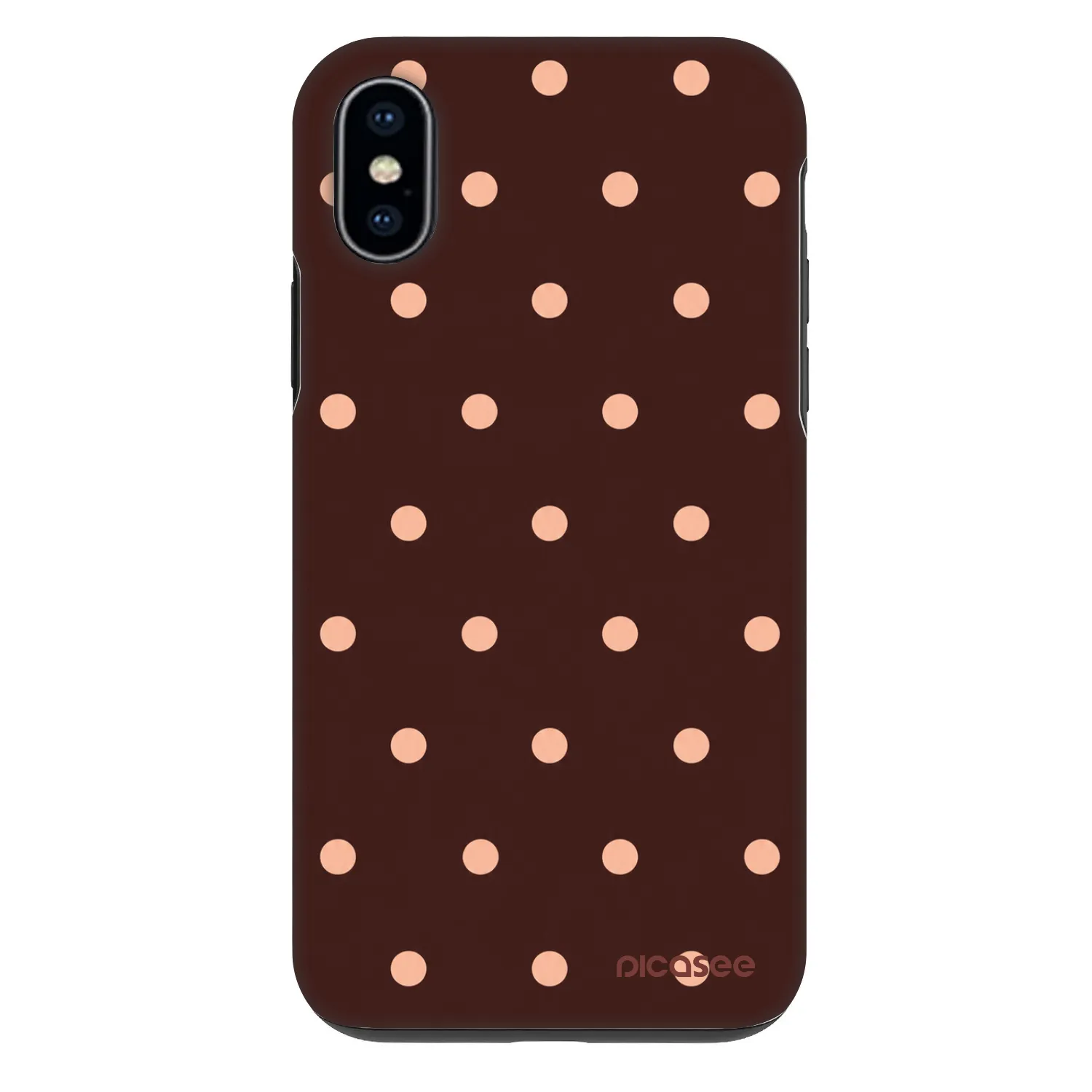 Picasee Fashion Case za Apple iPhone X/XS - Peach Dots & Chocolate