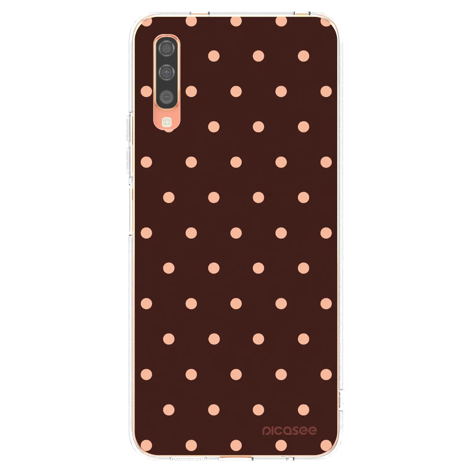 Picasee silikonska prozirna maskica za Samsung Galaxy A70 A705F - Peach Dots & Chocolate