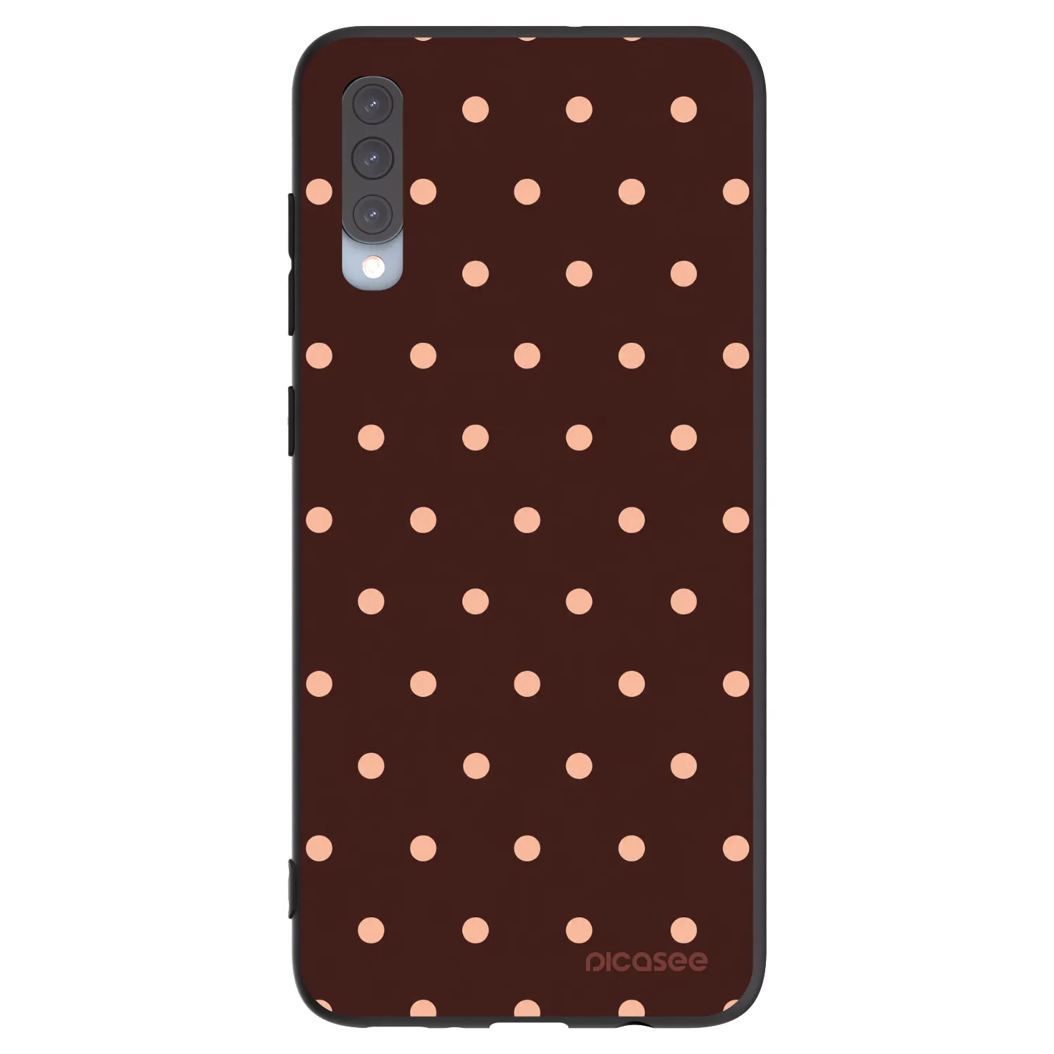 Picasee crna silikonska maskica za Samsung Galaxy A70 A705F - Peach Dots & Chocolate