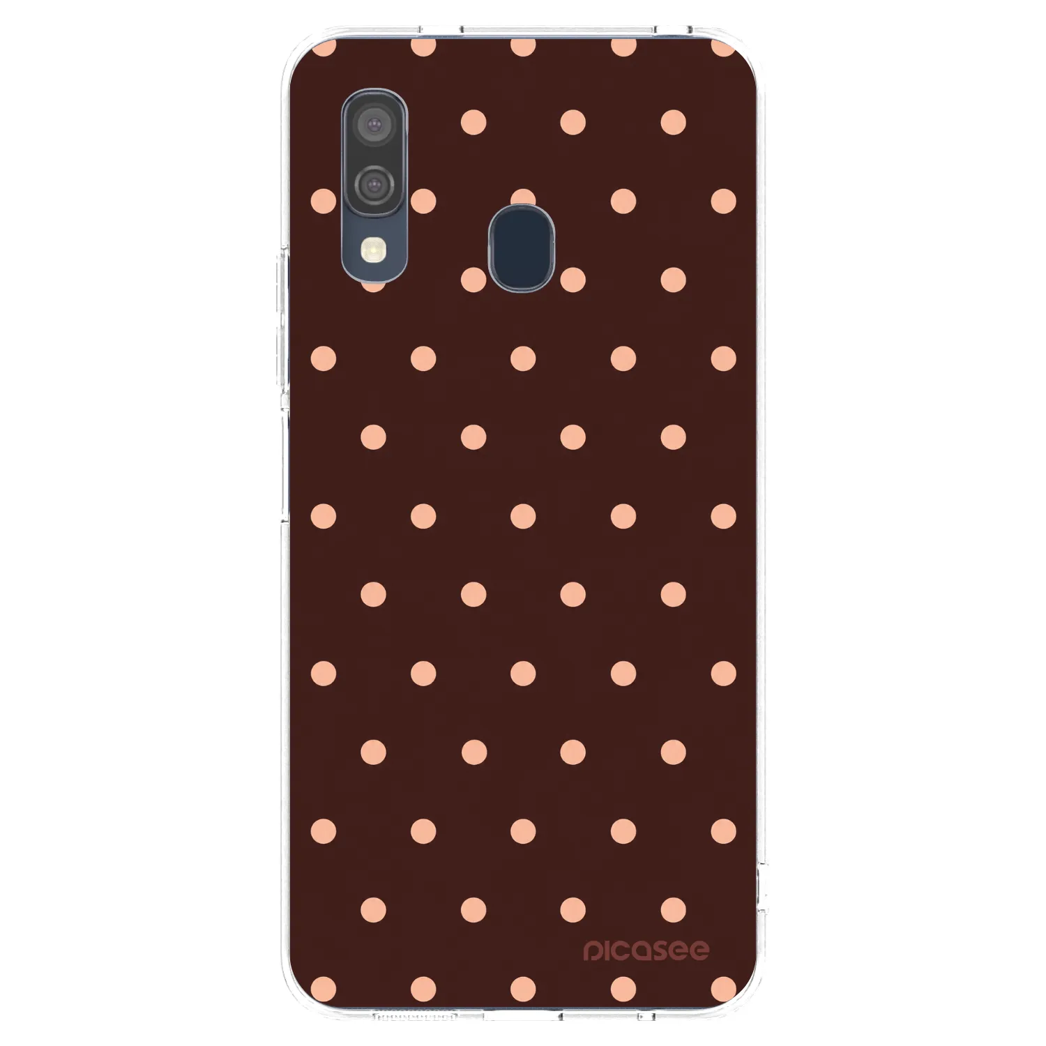 Picasee silikonska prozirna maskica za Samsung Galaxy A40 A405F - Peach Dots & Chocolate