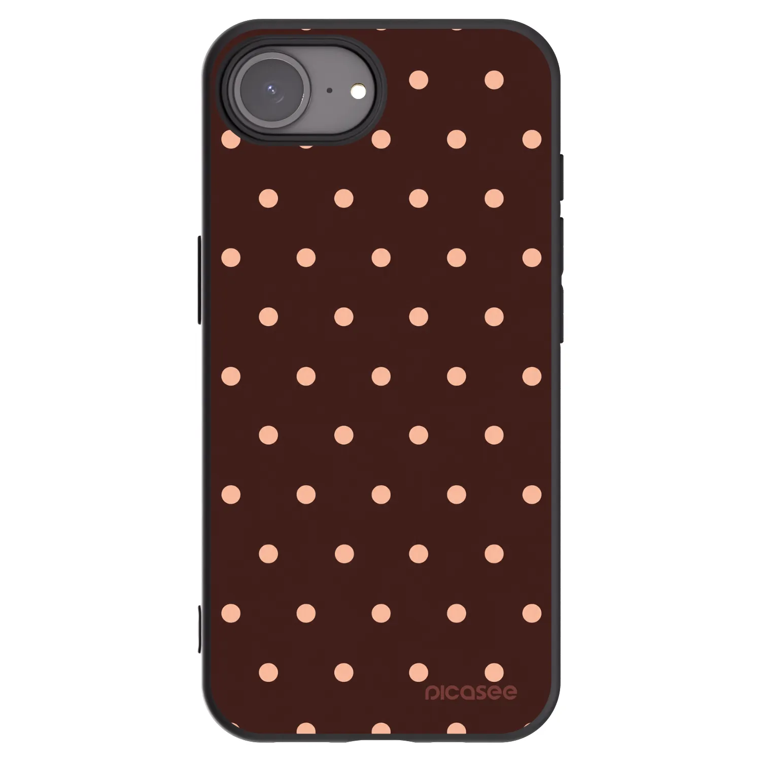 Picasee crna silikonska maskica za Apple iPhone 17e - Peach Dots & Chocolate