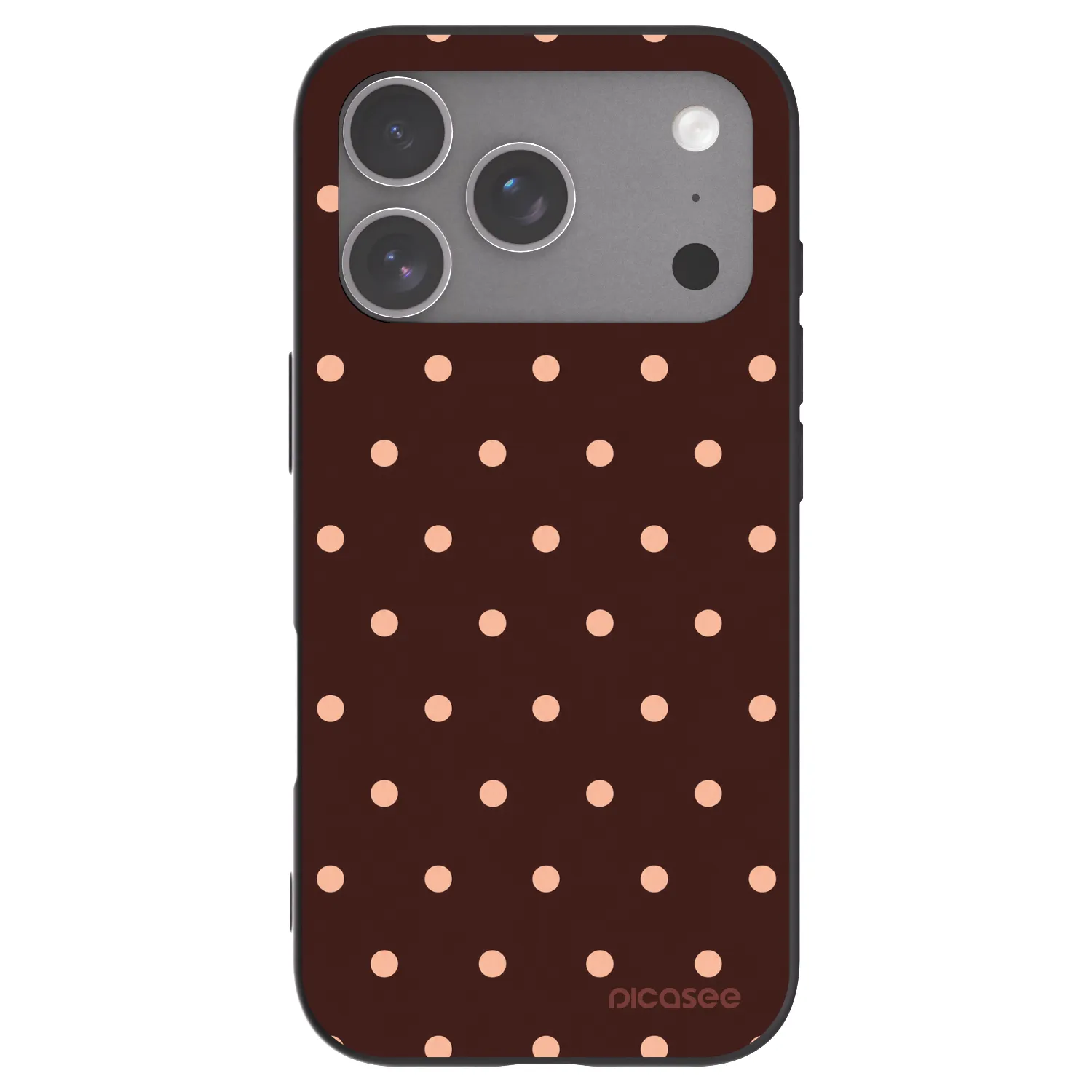 Picasee crna silikonska maskica za Apple iPhone 18 Pro - Peach Dots & Chocolate