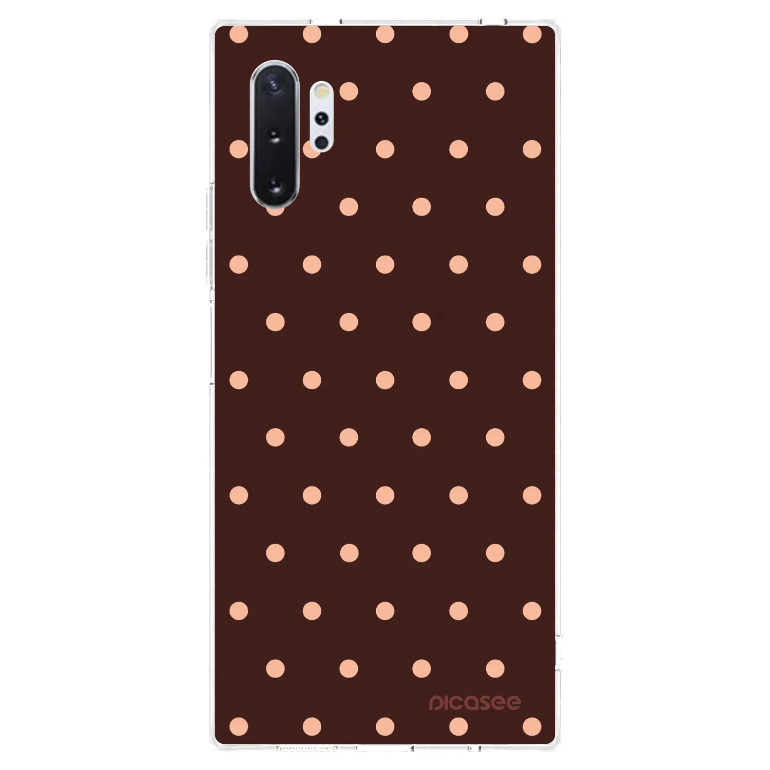 Picasee silikonska prozirna maskica za Samsung Galaxy Note 10+ N975F - Peach Dots & Chocolate