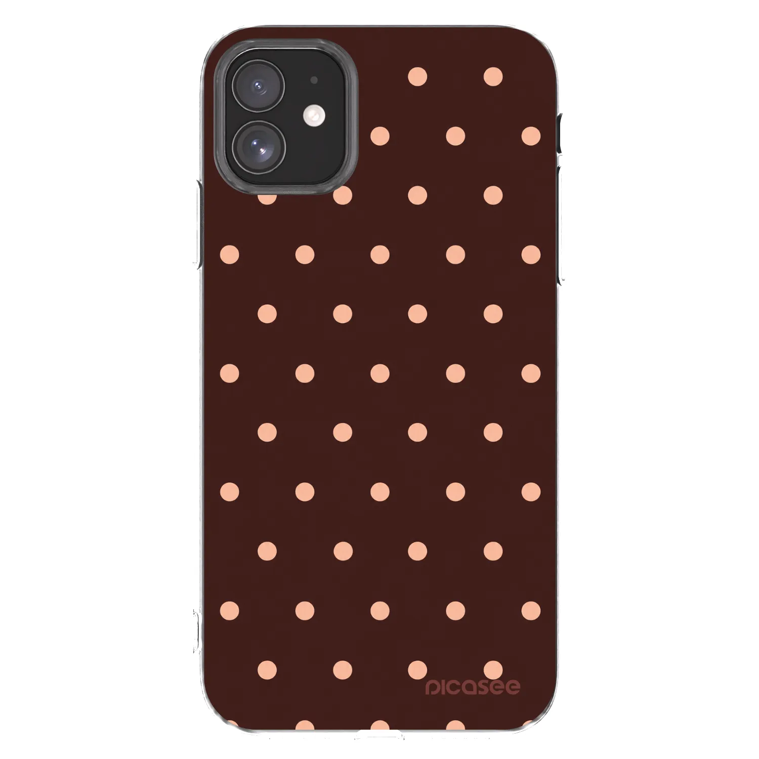 Picasee silikonska prozirna maskica za Apple iPhone 11 - Peach Dots & Chocolate