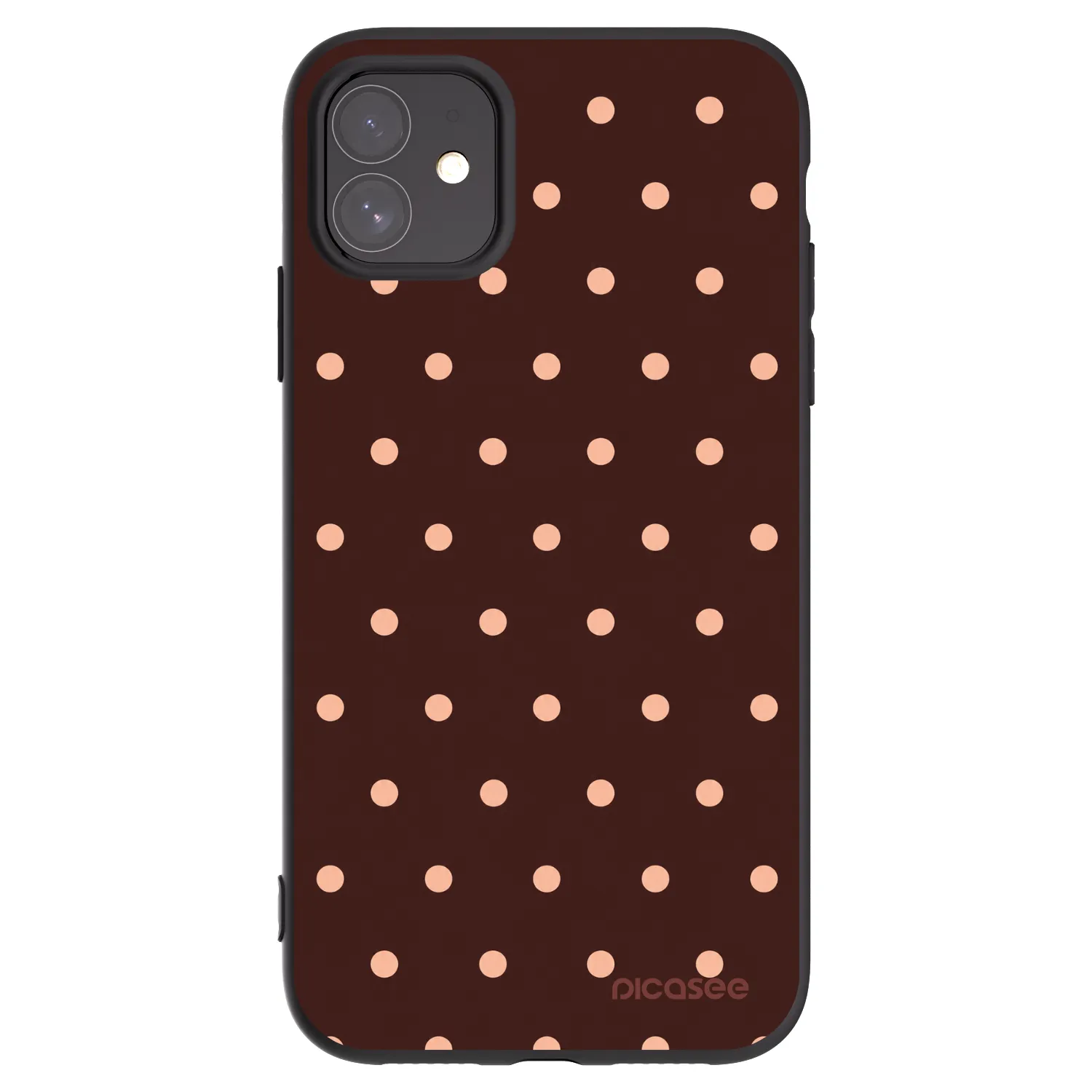 Picasee crna silikonska maskica za Apple iPhone 11 - Peach Dots & Chocolate