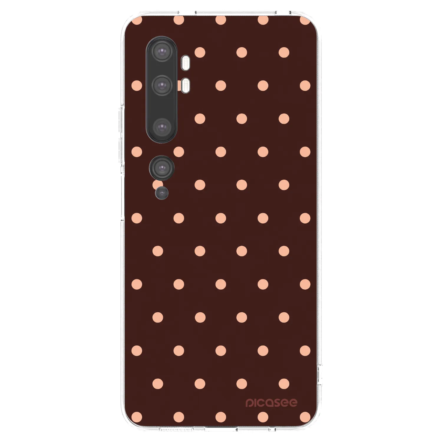 Picasee silikonska prozirna maskica za Xiaomi Mi Note 10 (Pro) - Peach Dots & Chocolate