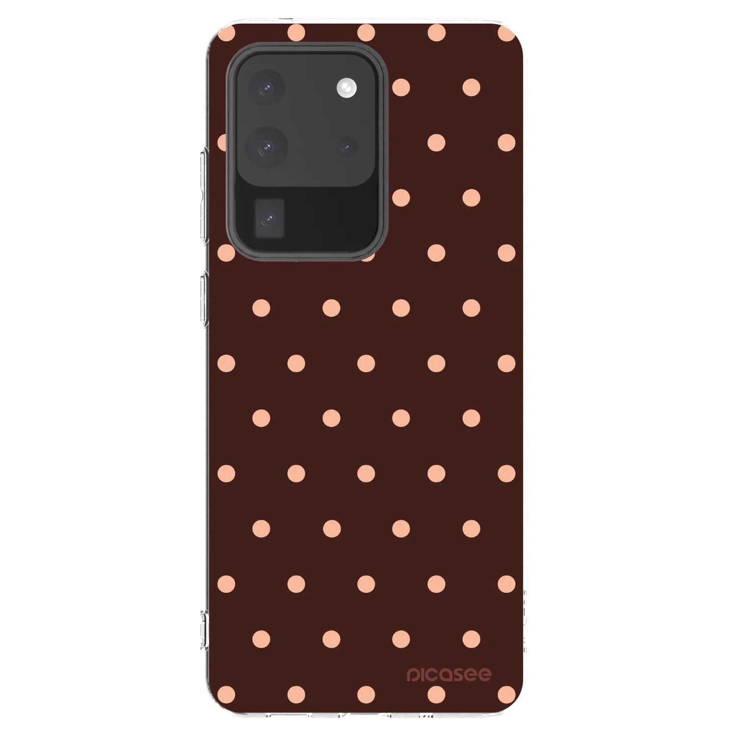 Picasee silikonska prozirna maskica za Samsung Galaxy S20 Ultra 5G G988F - Peach Dots & Chocolate