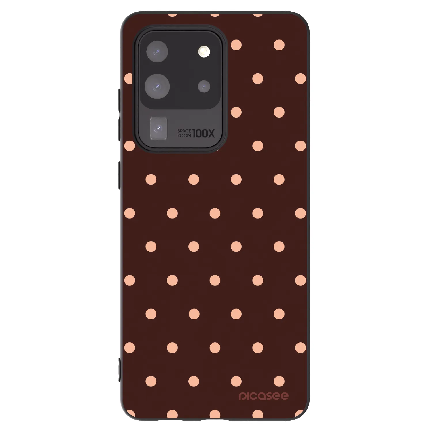 Picasee crna silikonska maskica za Samsung Galaxy S20 Ultra 5G G988F - Peach Dots & Chocolate
