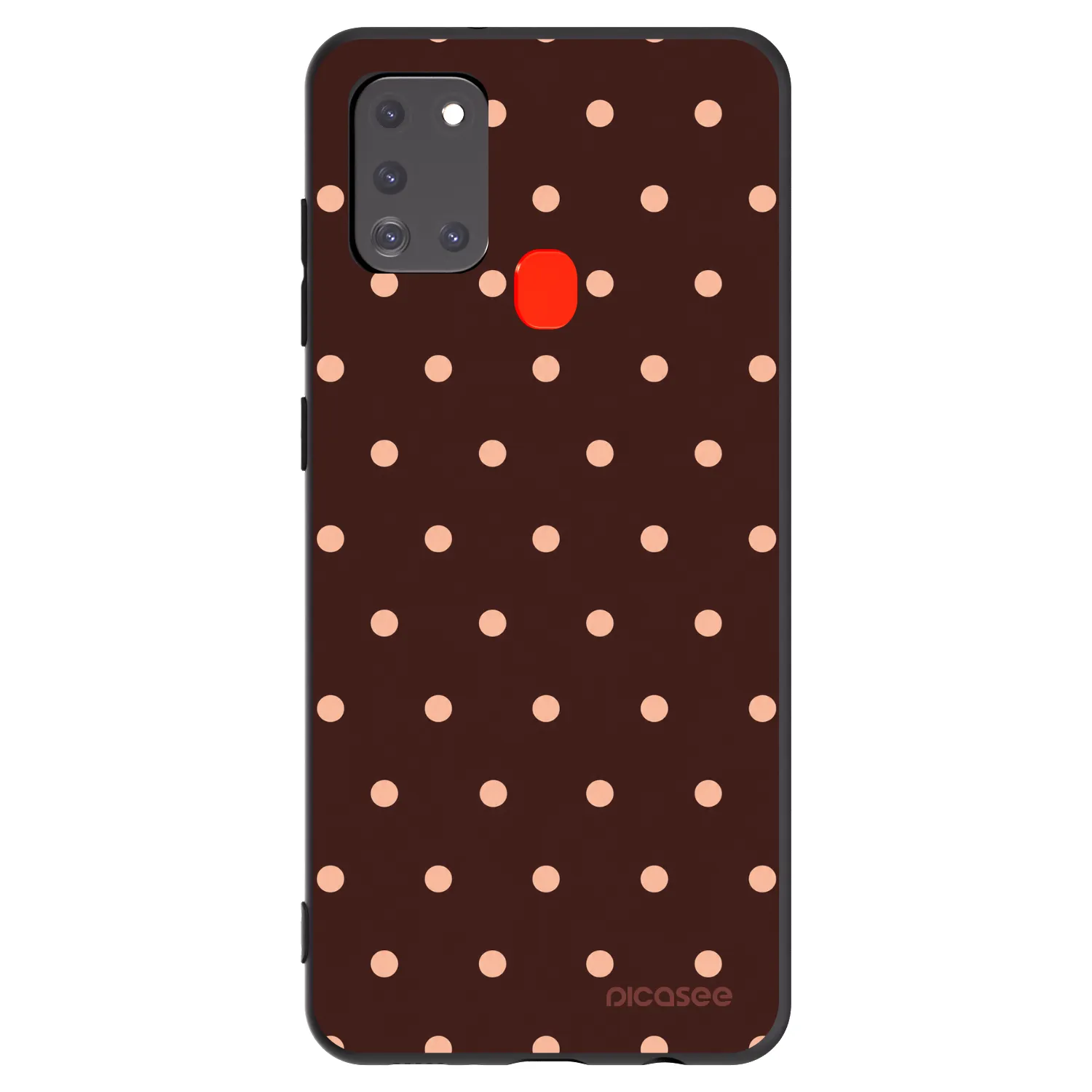 Picasee crna silikonska maskica za Samsung Galaxy A21s - Peach Dots & Chocolate