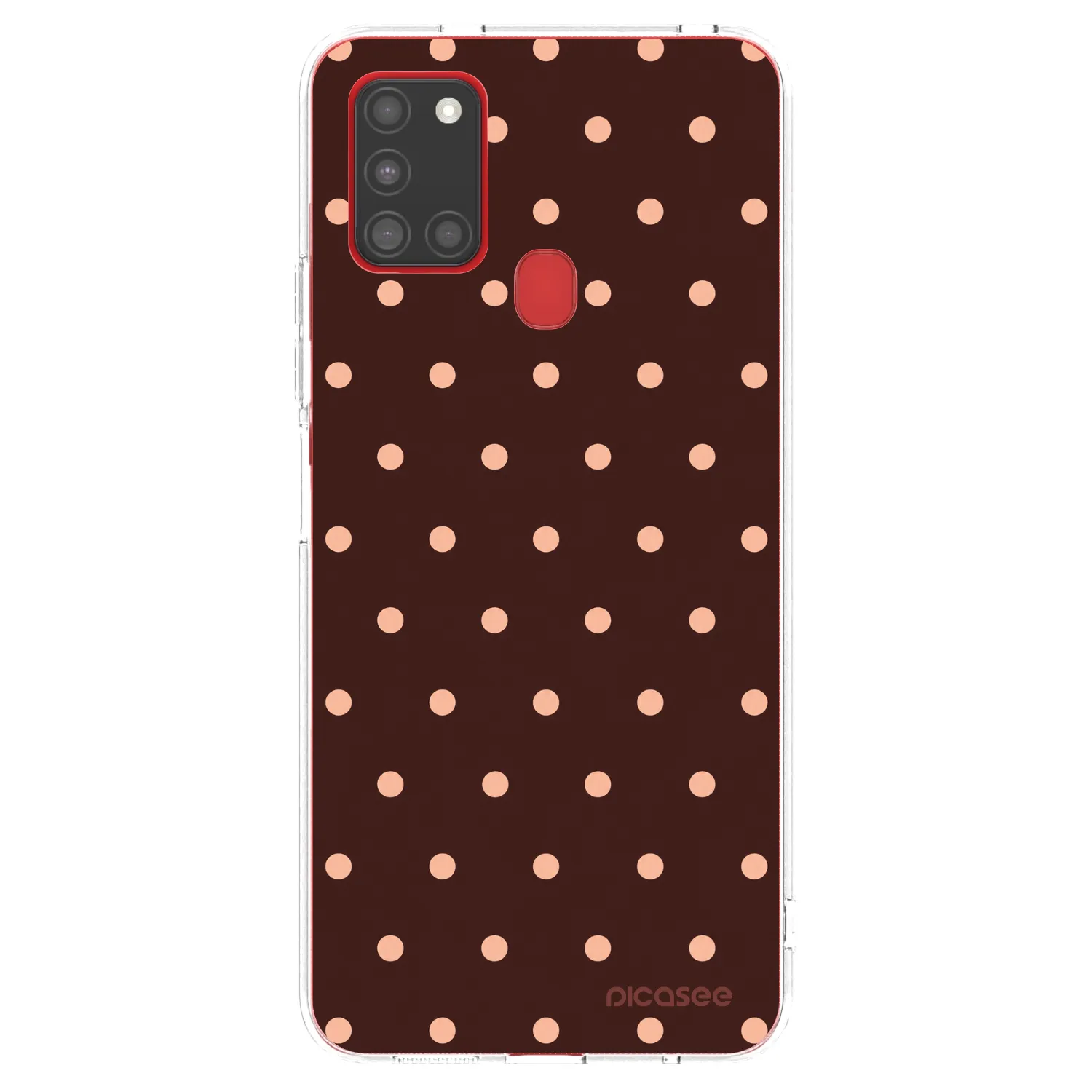 Picasee silikonska prozirna maskica za Samsung Galaxy A21s - Peach Dots & Chocolate