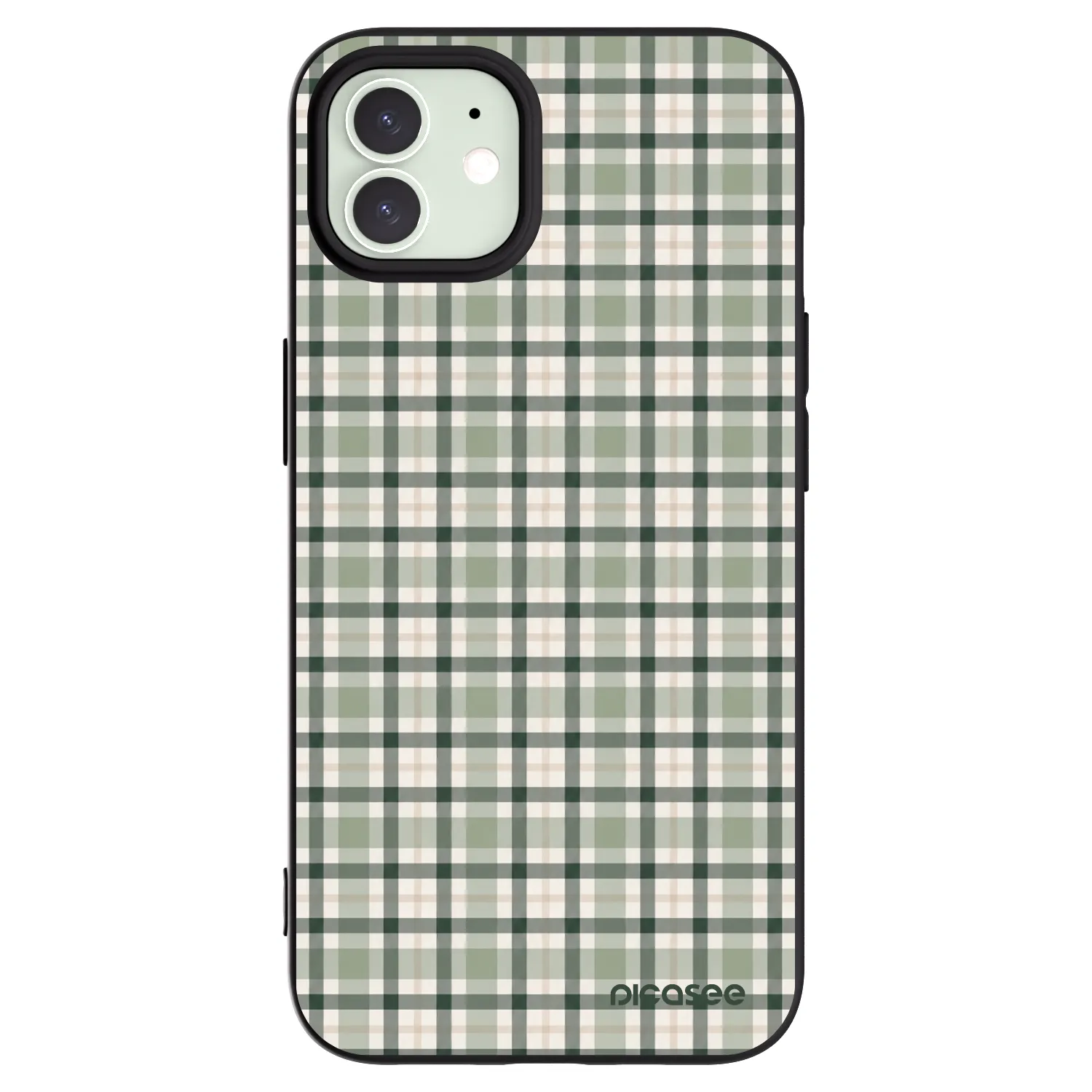 Picasee crna silikonska maskica za Apple iPhone 12 - Sage Tartan