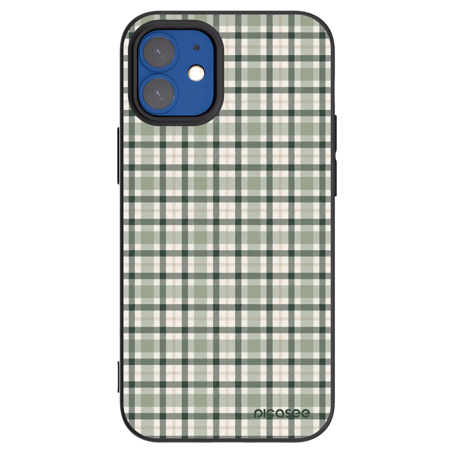 Picasee crna silikonska maskica za Apple iPhone 12 mini - Sage Tartan
