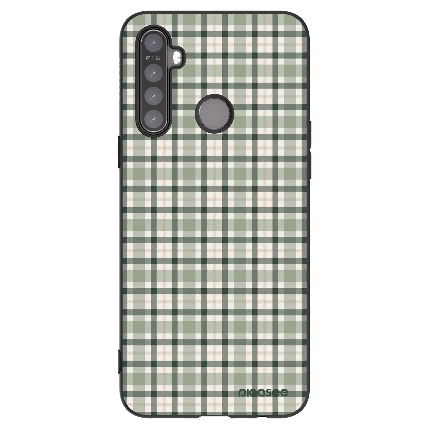 Picasee crna silikonska maskica za Realme 6i - Sage Tartan