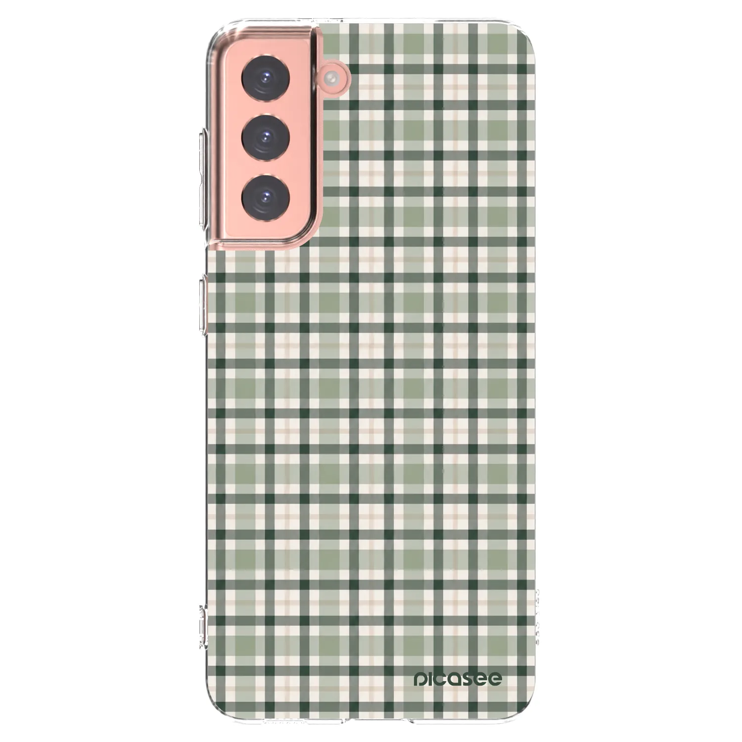 Picasee silikonska prozirna maskica za Samsung Galaxy S21 5G G991B - Sage Tartan
