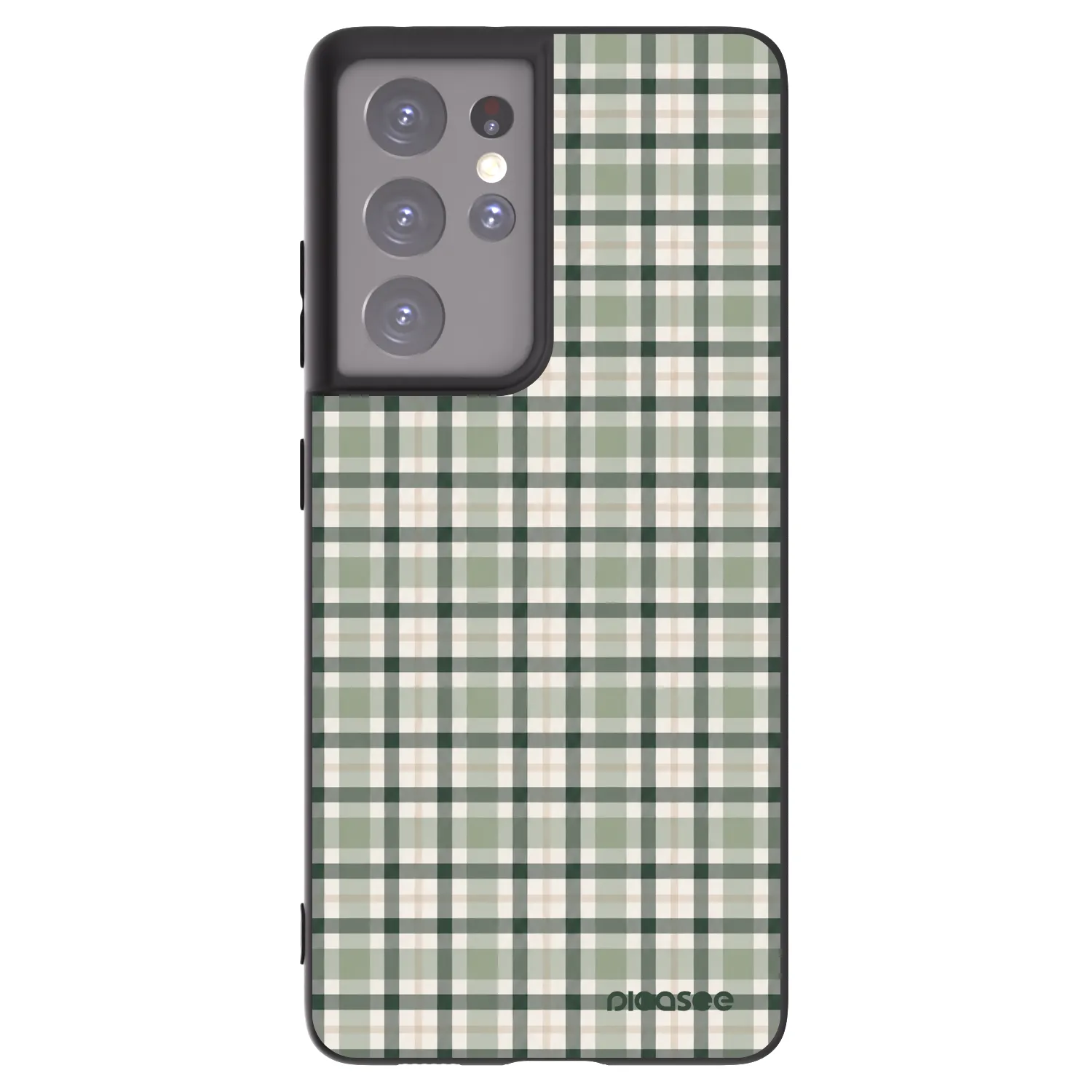 Picasee crna silikonska maskica za Samsung Galaxy S21 Ultra 5G G998B - Sage Tartan