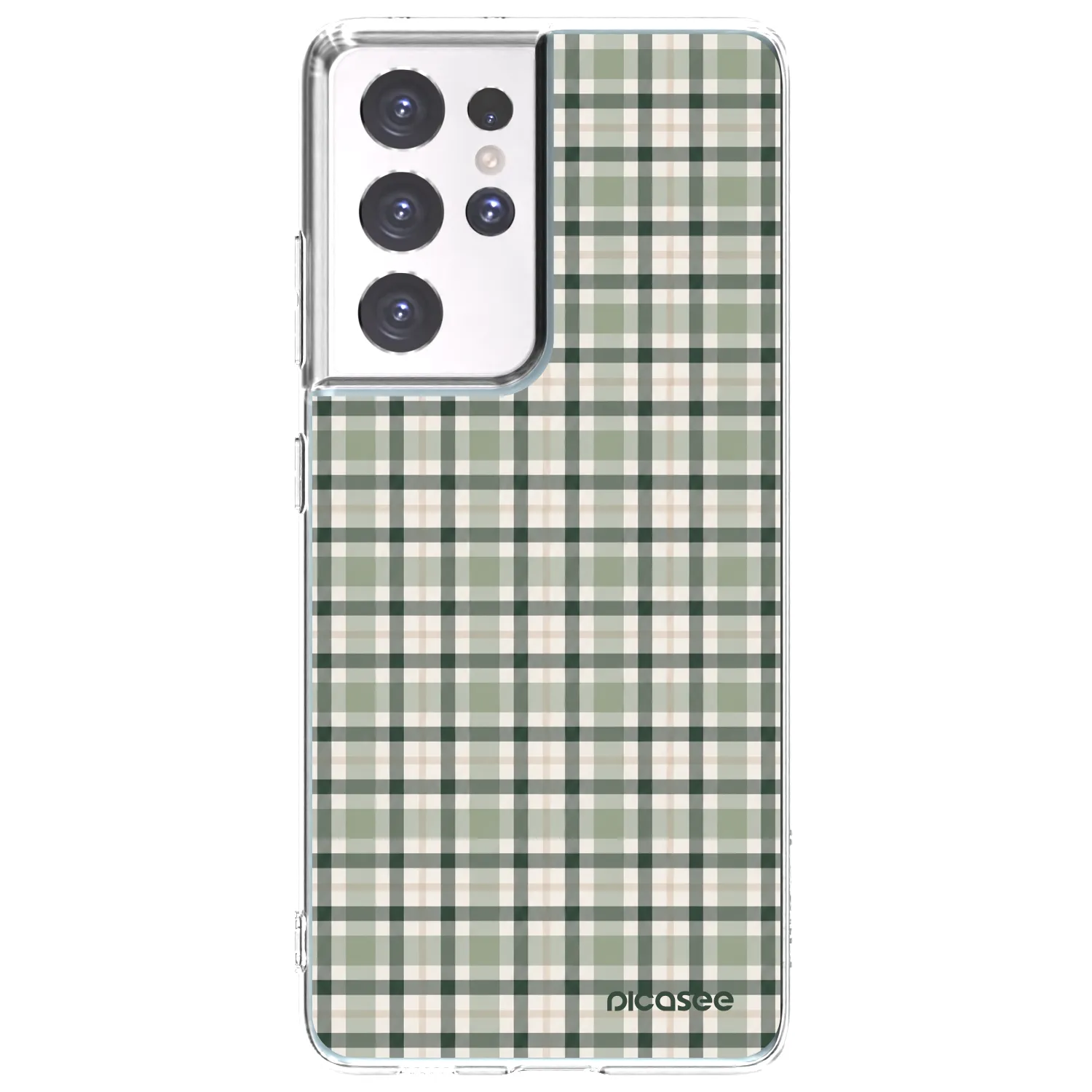 Picasee silikonska prozirna maskica za Samsung Galaxy S21 Ultra 5G G998B - Sage Tartan