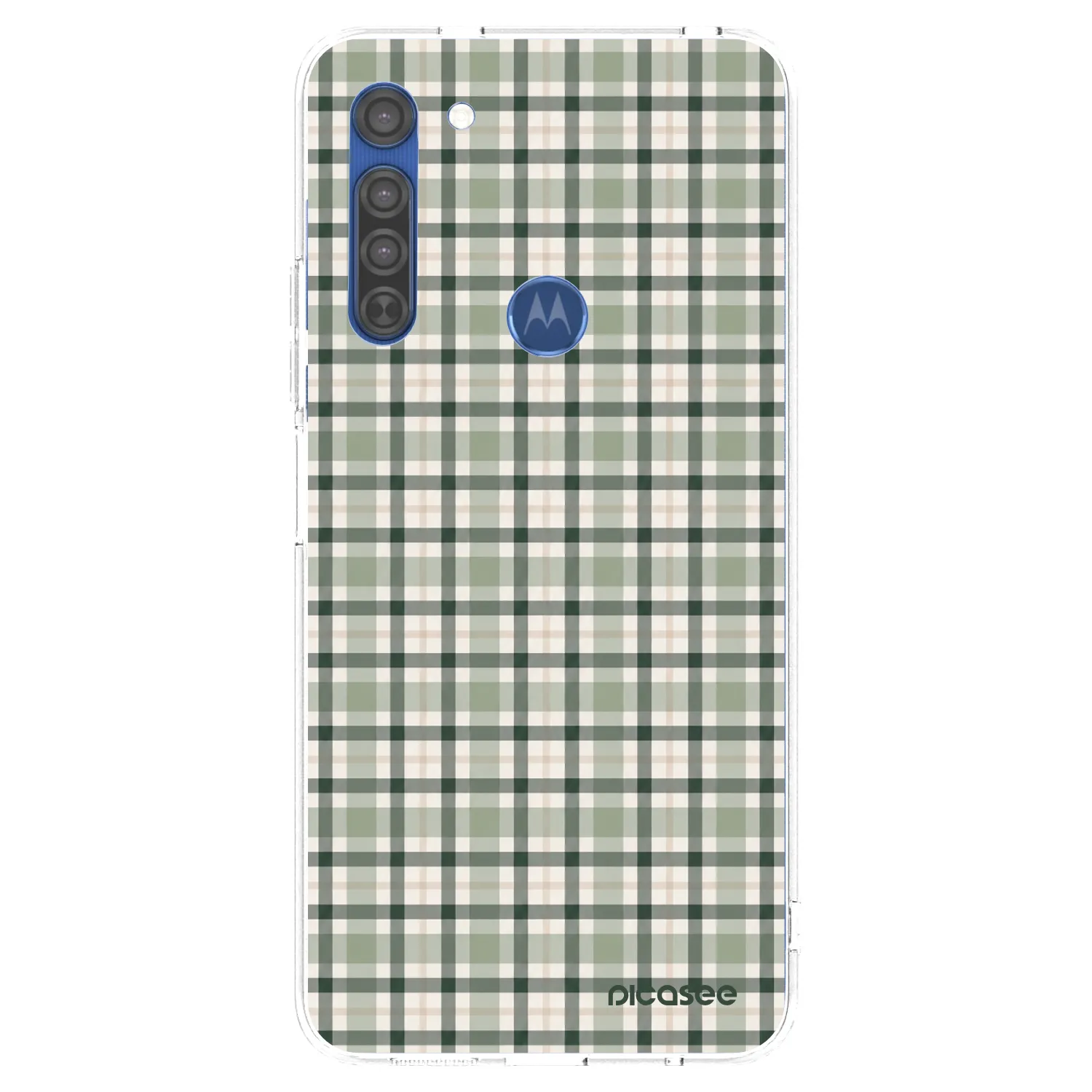 Picasee silikonska prozirna maskica za Motorola Moto G8 - Sage Tartan