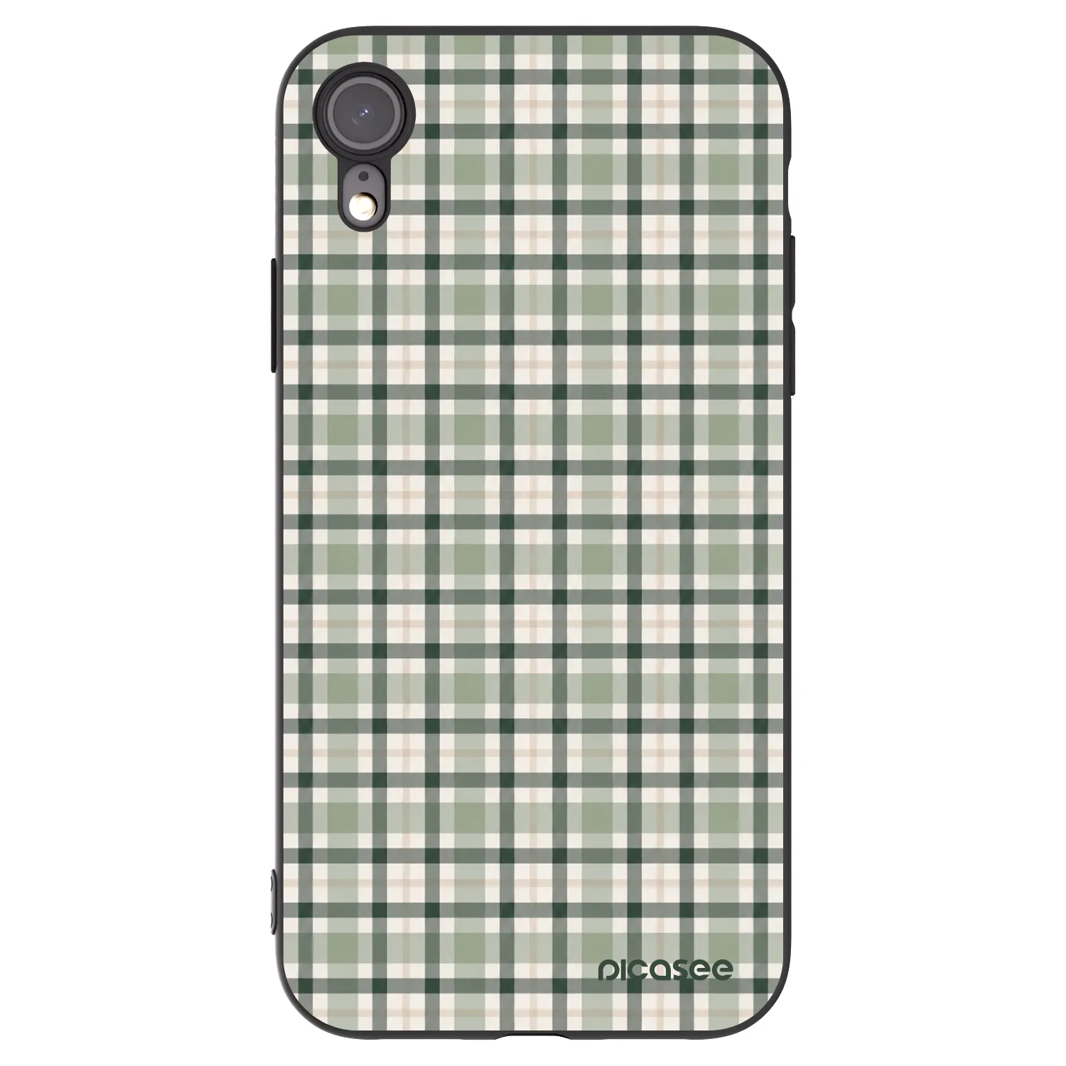 Picasee crna silikonska maskica za Apple iPhone XR - Sage Tartan