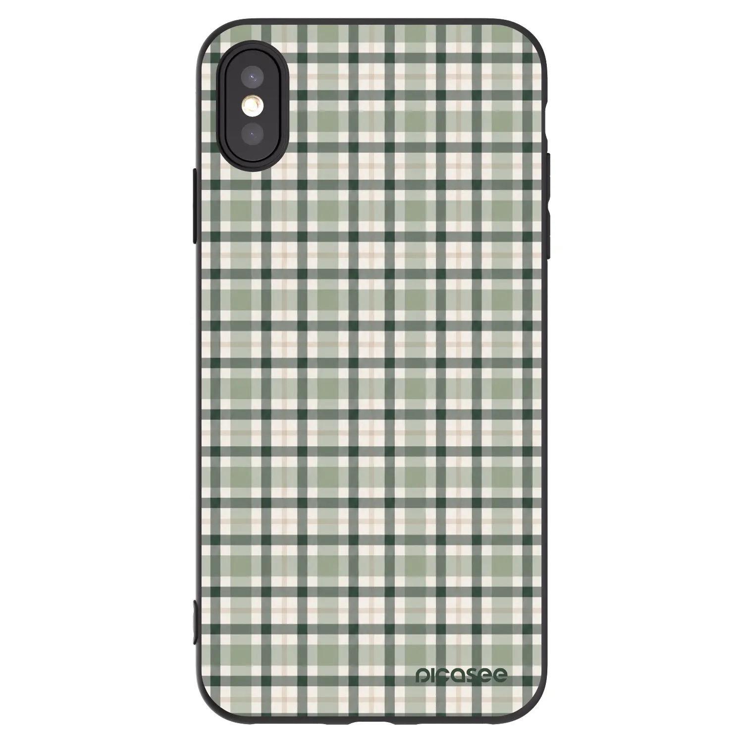 Picasee crna silikonska maskica za Apple iPhone XS Max - Sage Tartan