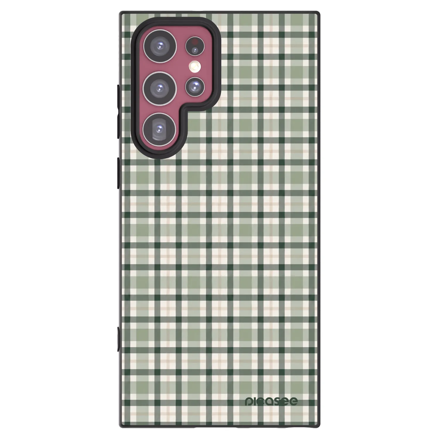 Picasee crna silikonska maskica za Samsung Galaxy S22 Ultra 5G - Sage Tartan