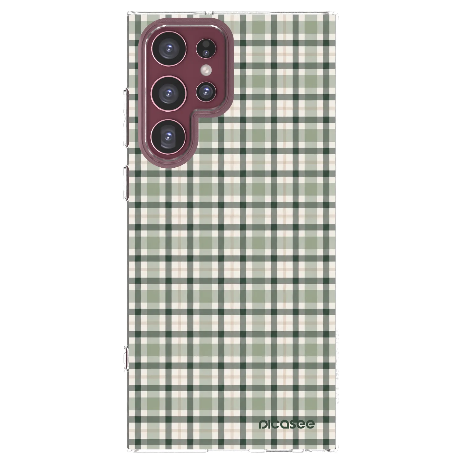 Picasee silikonska prozirna maskica za Samsung Galaxy S22 Ultra 5G - Sage Tartan