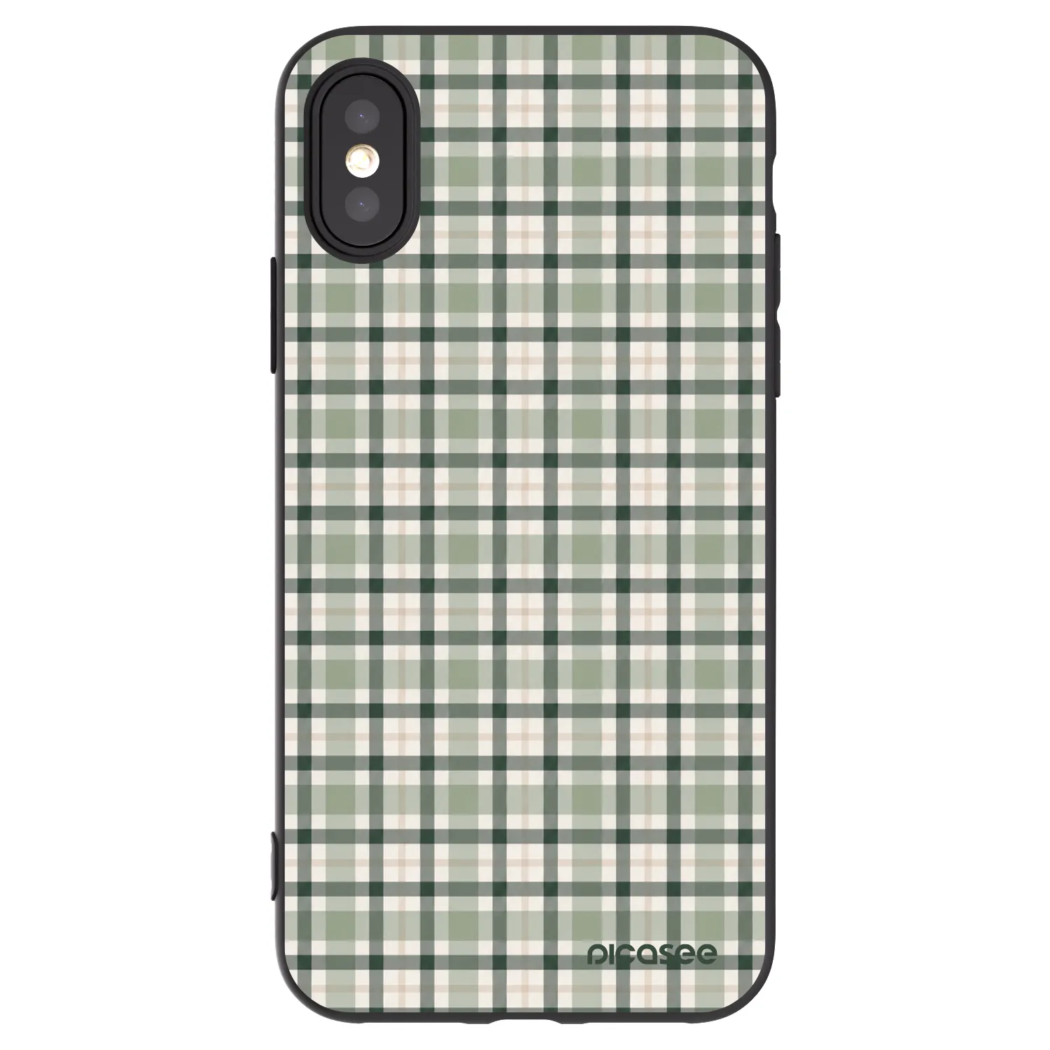 Picasee crna silikonska maskica za Apple iPhone X/XS - Sage Tartan