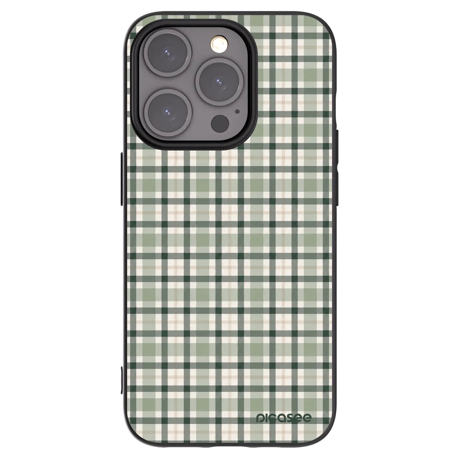 Picasee crna silikonska maskica za Apple iPhone 15 Pro - Sage Tartan