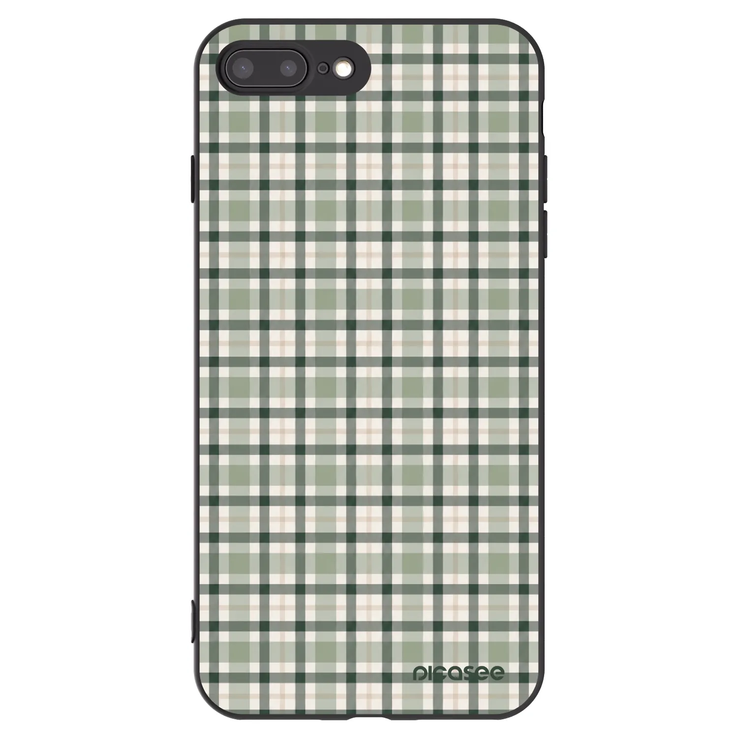 Picasee crna silikonska maskica za Apple iPhone 8 Plus - Sage Tartan